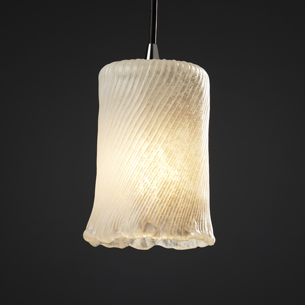Veneto Luce 1 Light 5 inch Brushed Nickel Pendant Ceiling Light in Whitewash (Veneto Luce), Cylinder with Rippled Rim