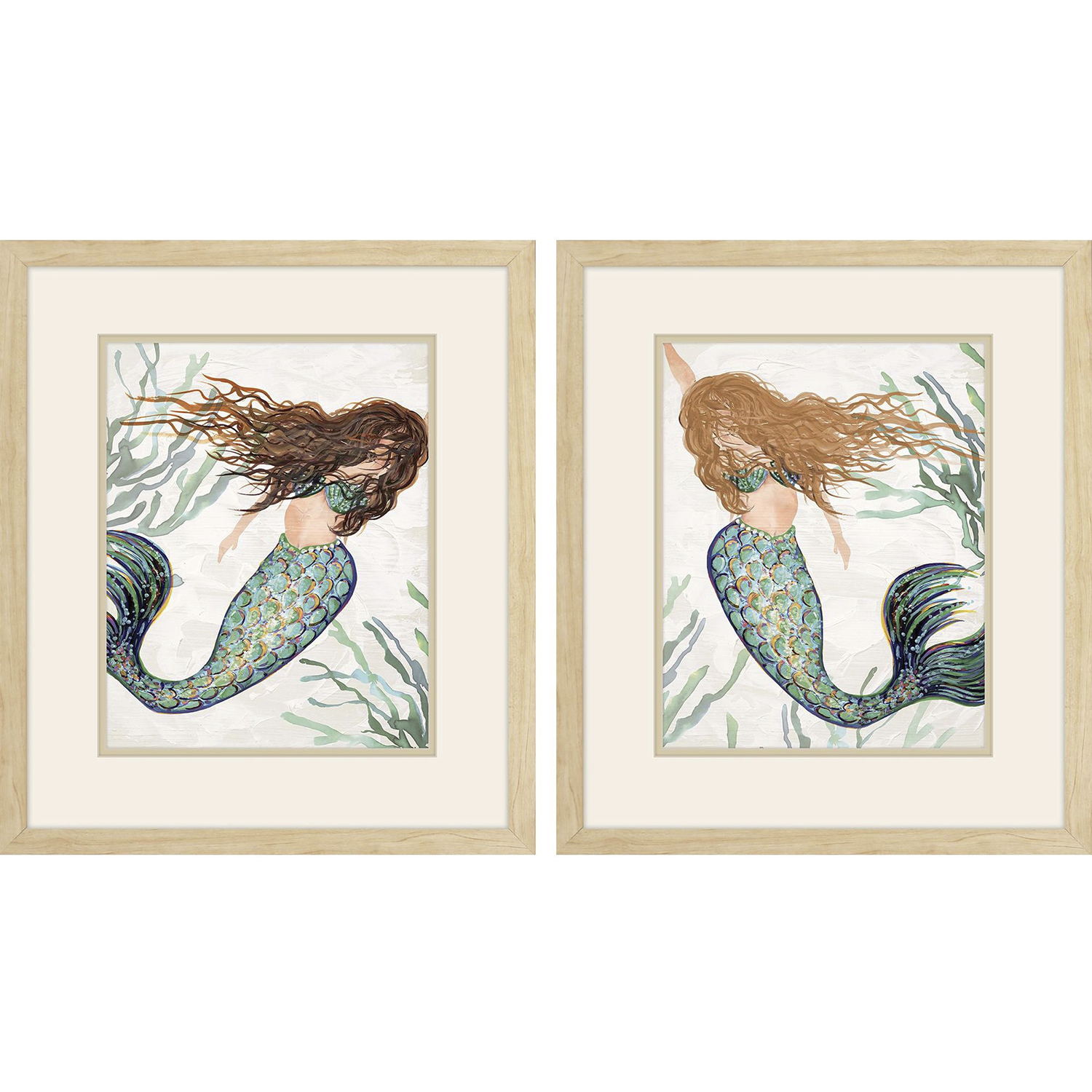Mermaid Green and Brown Framed Art, Propac