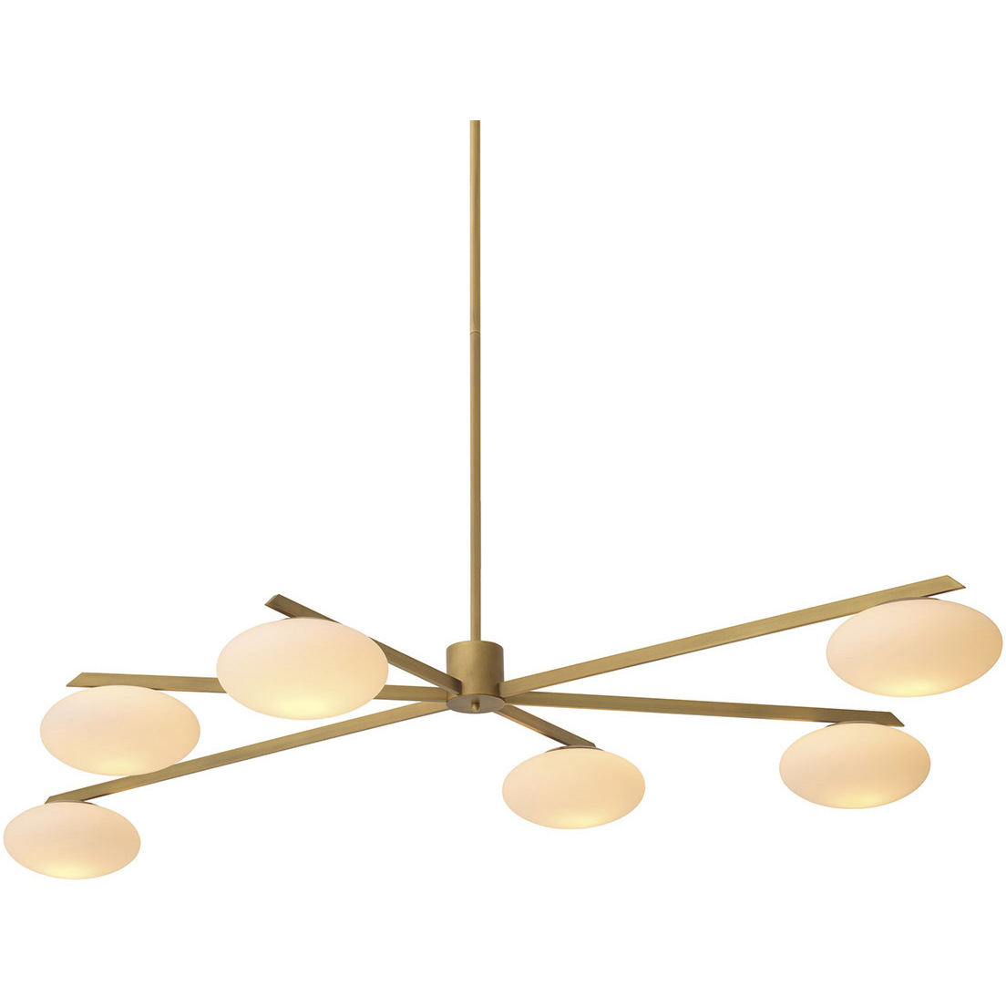 Evergreen 6 Light 44.49 inch Antique Brass and White Glass Chandelier Ceiling Light, Large