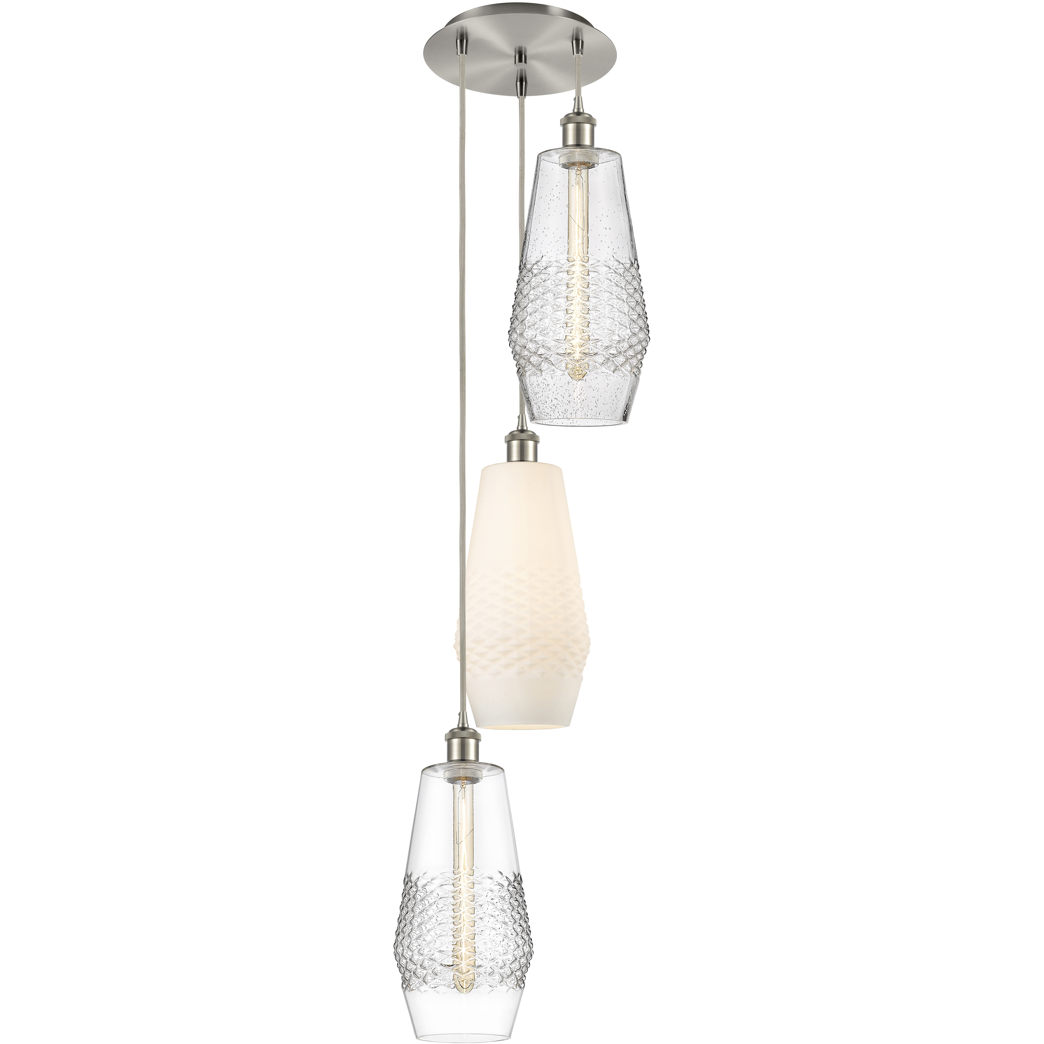 Windham 38.5 inch Satin Nickel Multi-Pendant Ceiling Light