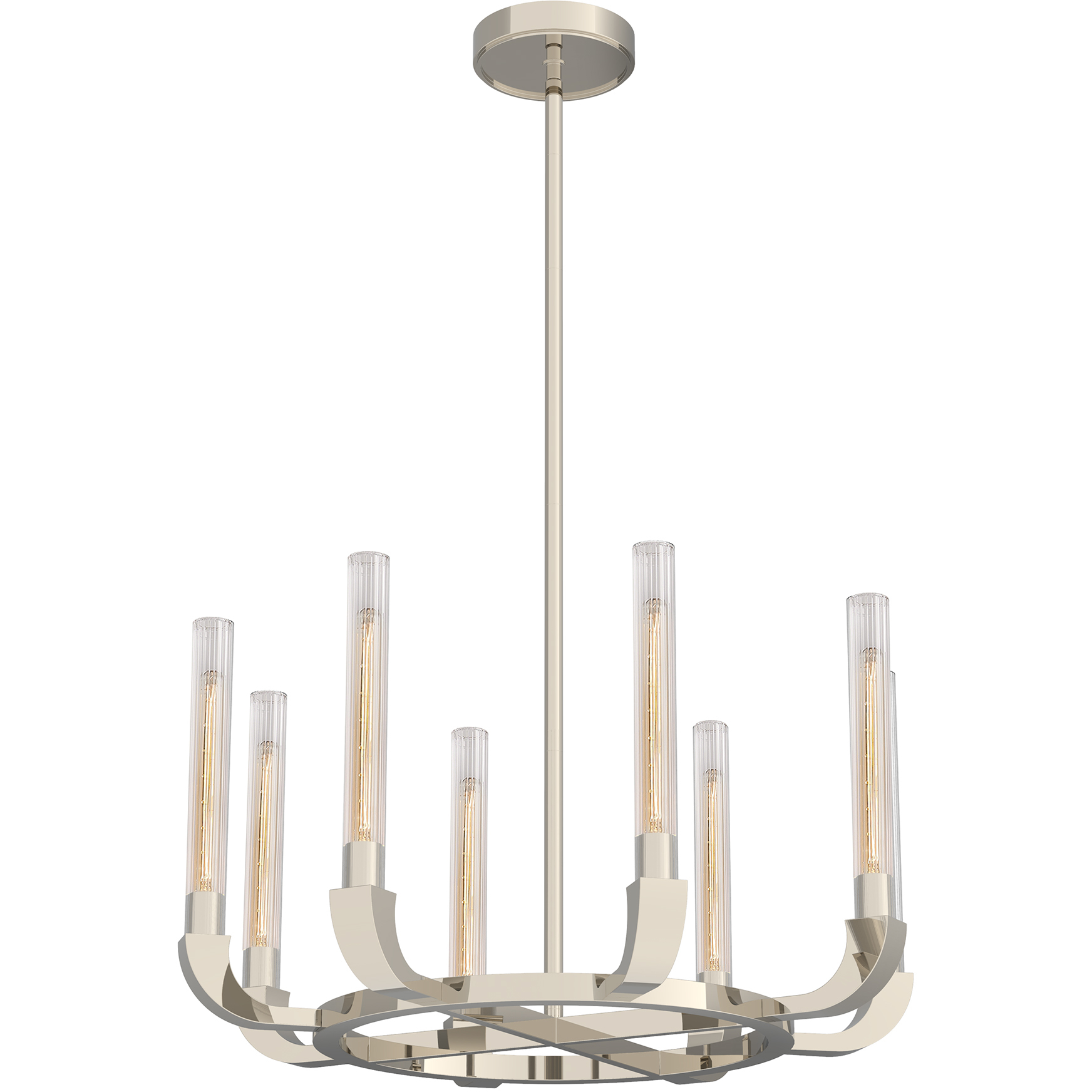 Flute 8 Light 34.13 inch Polished Nickel Chandelier Ceiling Light