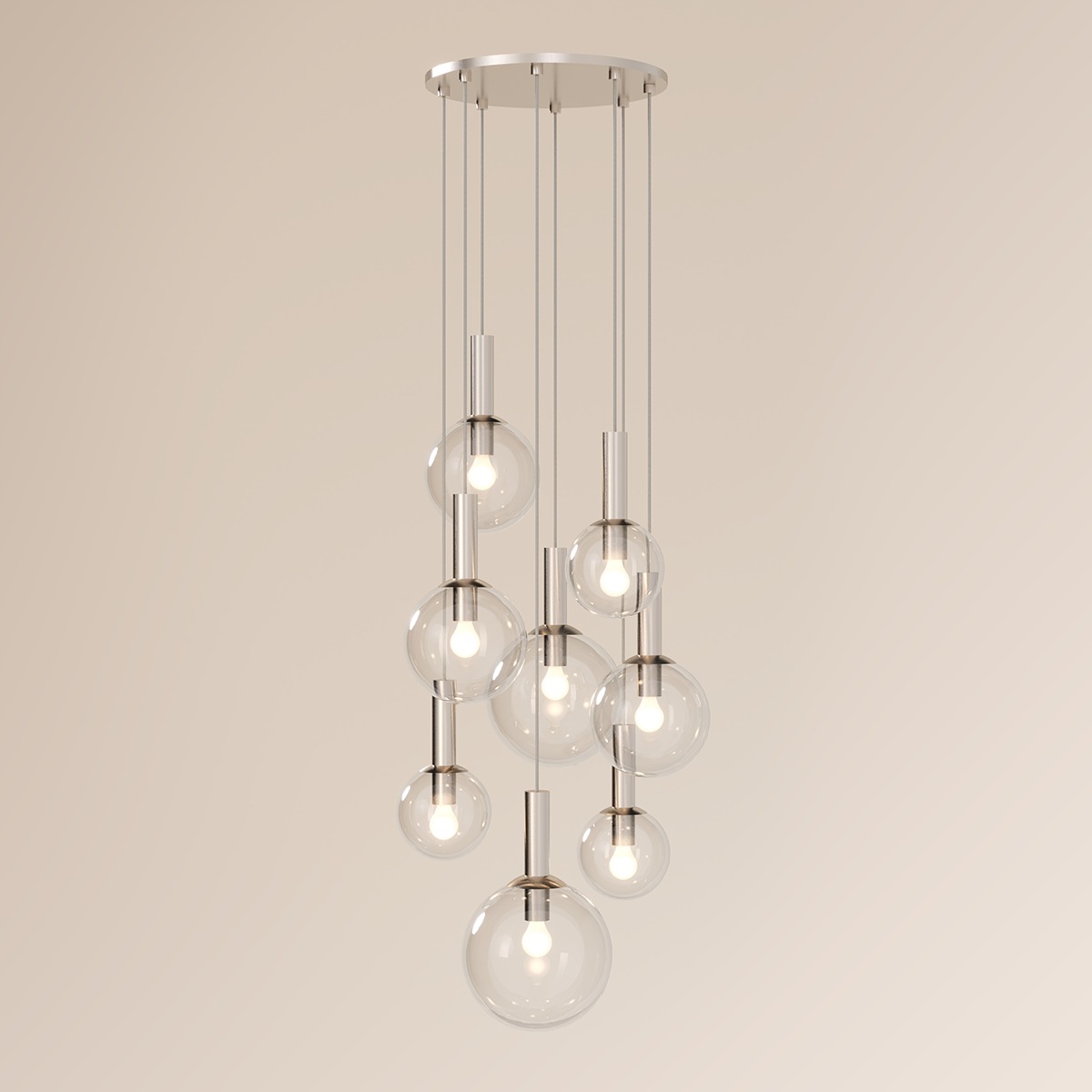 Bubbles 8 Light 29 inch Polished Nickel Pendant Ceiling Light