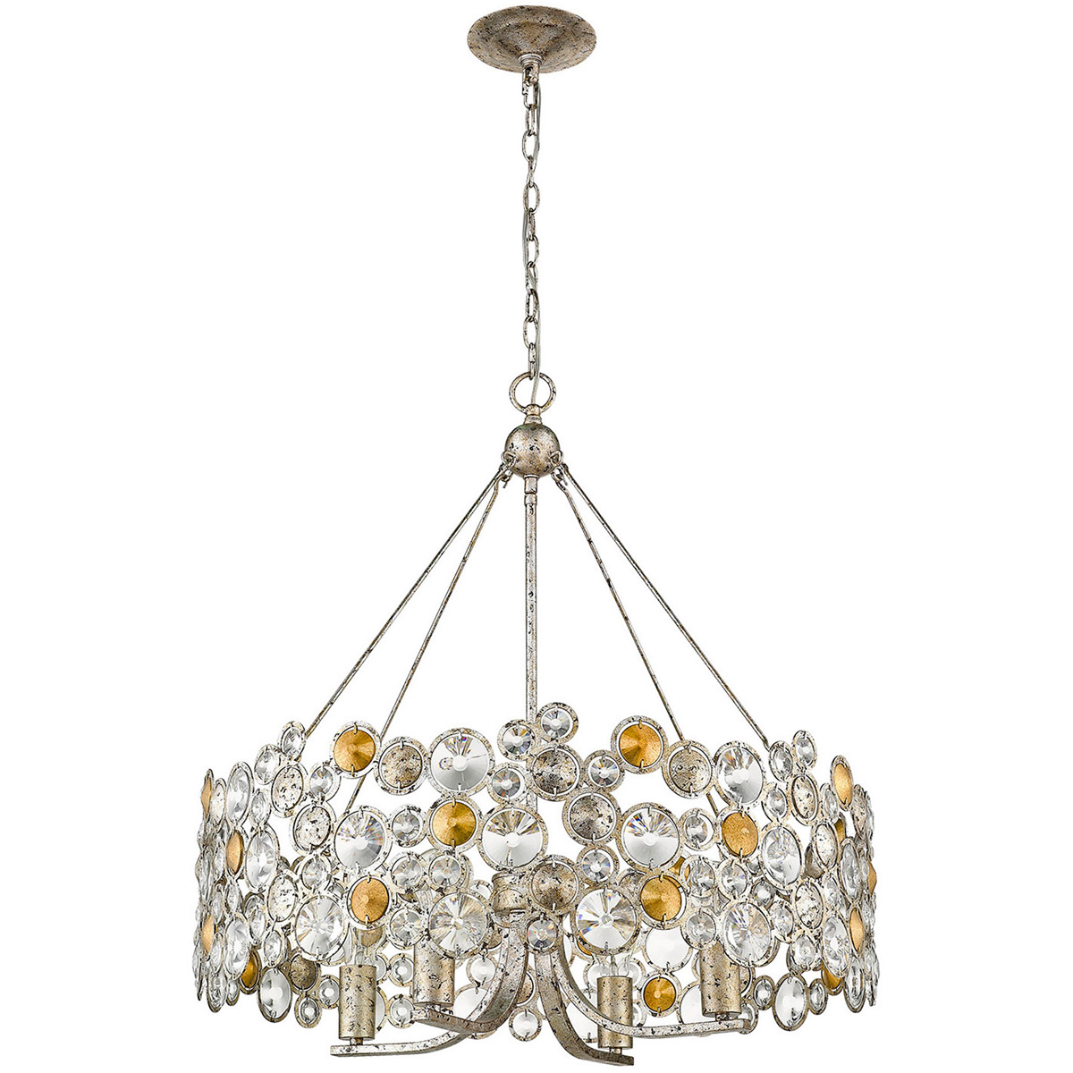 Vitozzi 4 Light 27.25 inch Antique Silver Leaf Chandelier Ceiling Light