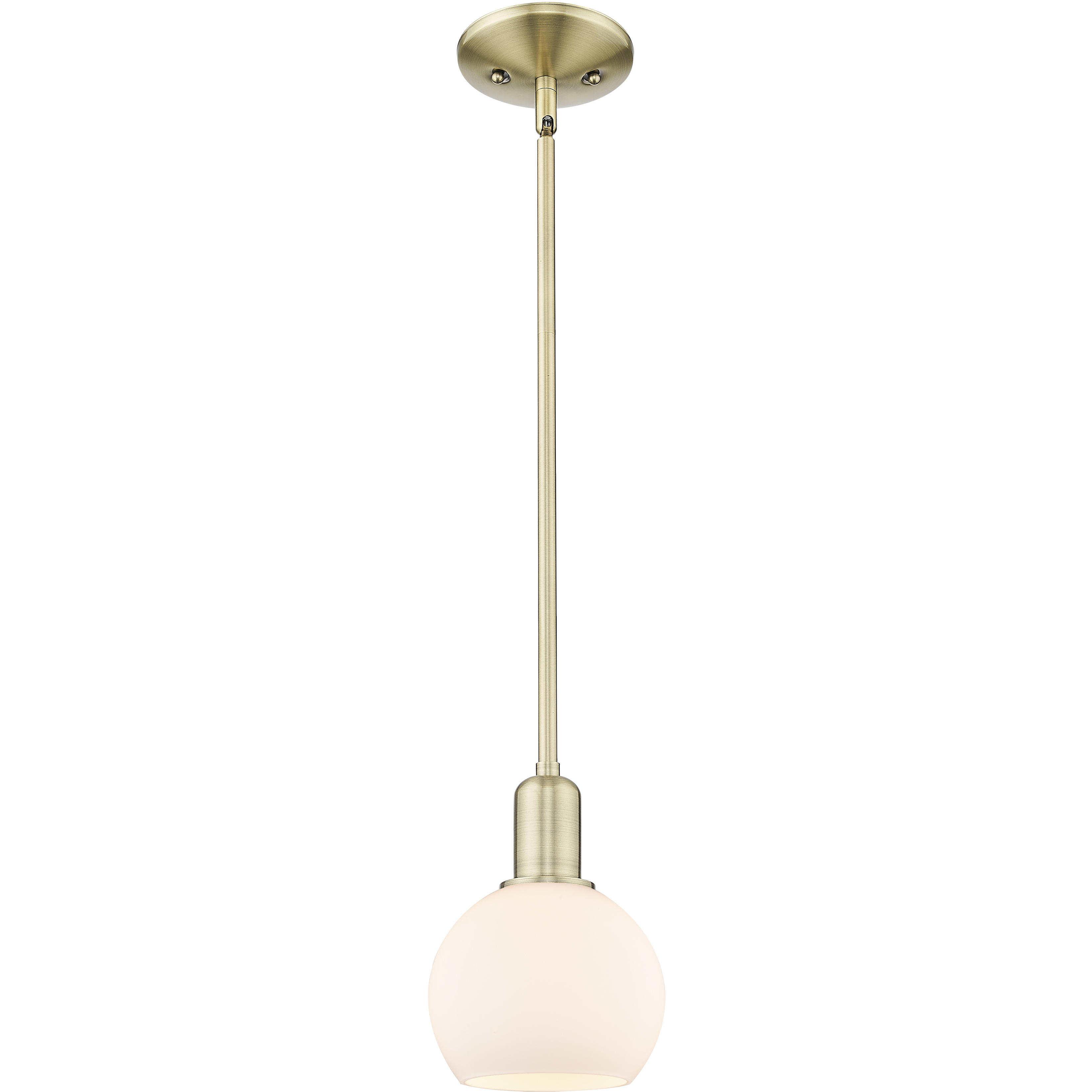 Arcadia Athens 1 Light 5.88 inch Antique Brass Mini Pendant Ceiling Light in Matte White