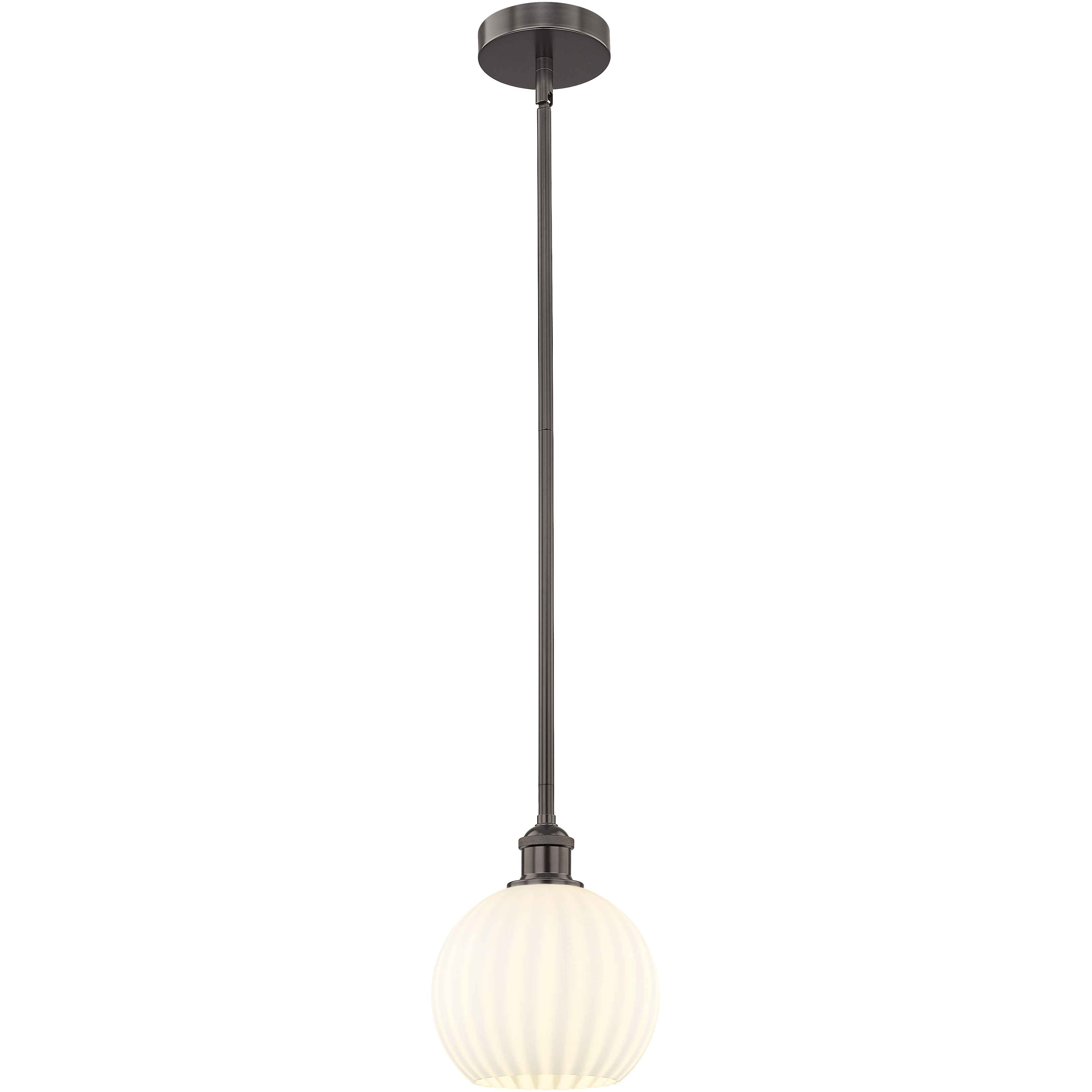 Edison White Venetian 1 Light 8 inch Oil Rubbed Bronze Stem Hung Mini Pendant Ceiling Light