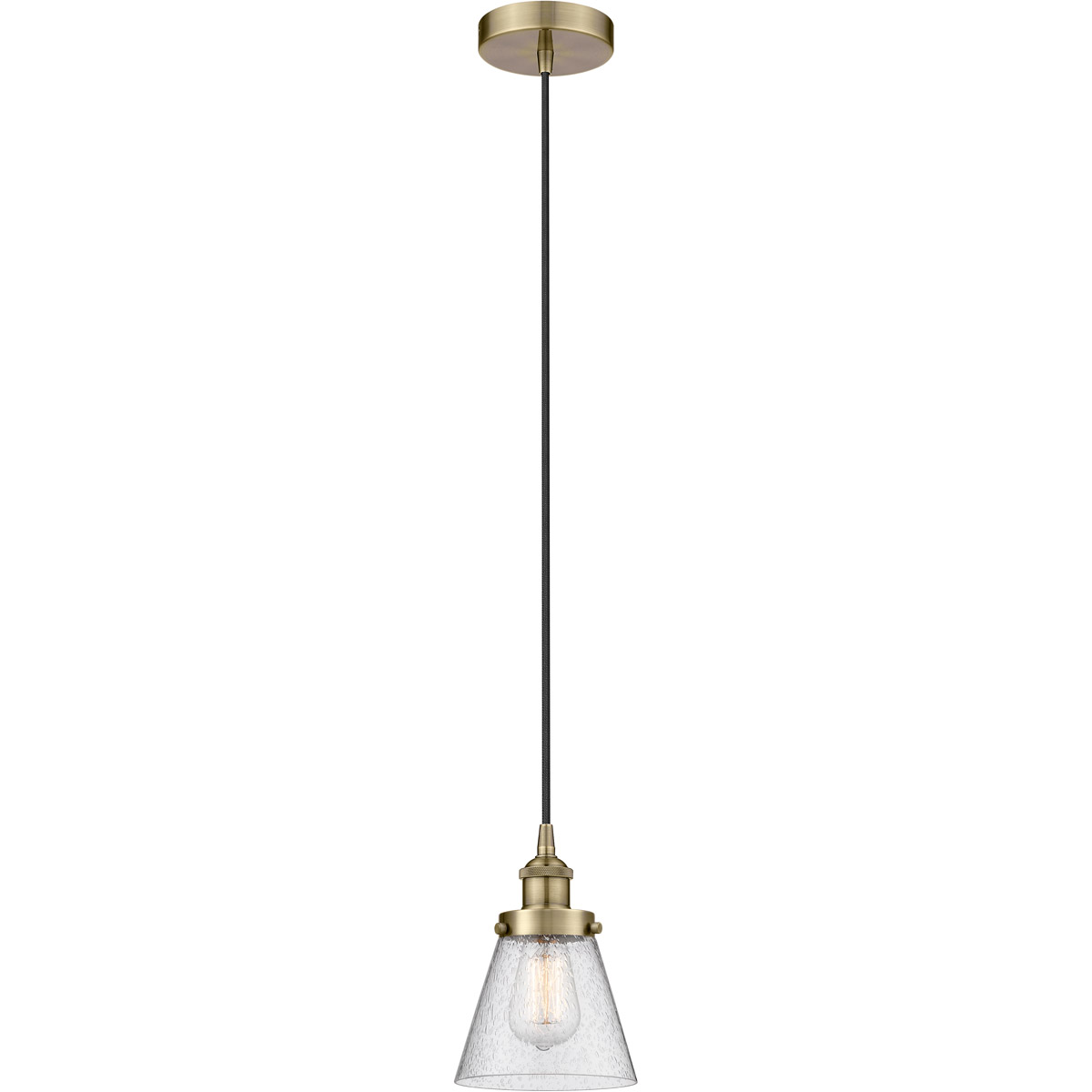 Edison Cone 1 Light 6 inch Antique Brass Mini Pendant Ceiling Light
