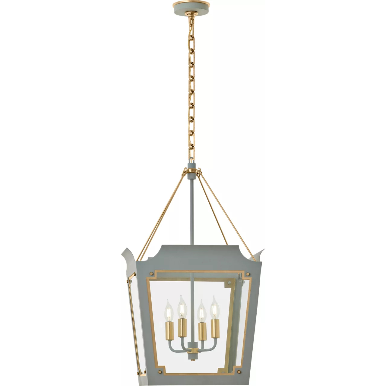 Julie Neill Caddo 4 Light 19 inch Celadon with Gild Lantern Pendant Ceiling Light in Celadon and Gild, Medium
