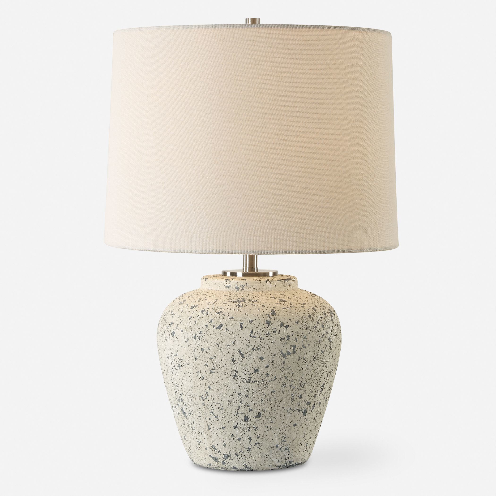 Rupture 19 inch 100 watt Distressed Aged Ivory with Stone Gray Undertones and Brushed Nickel Table Lamp Portable Light