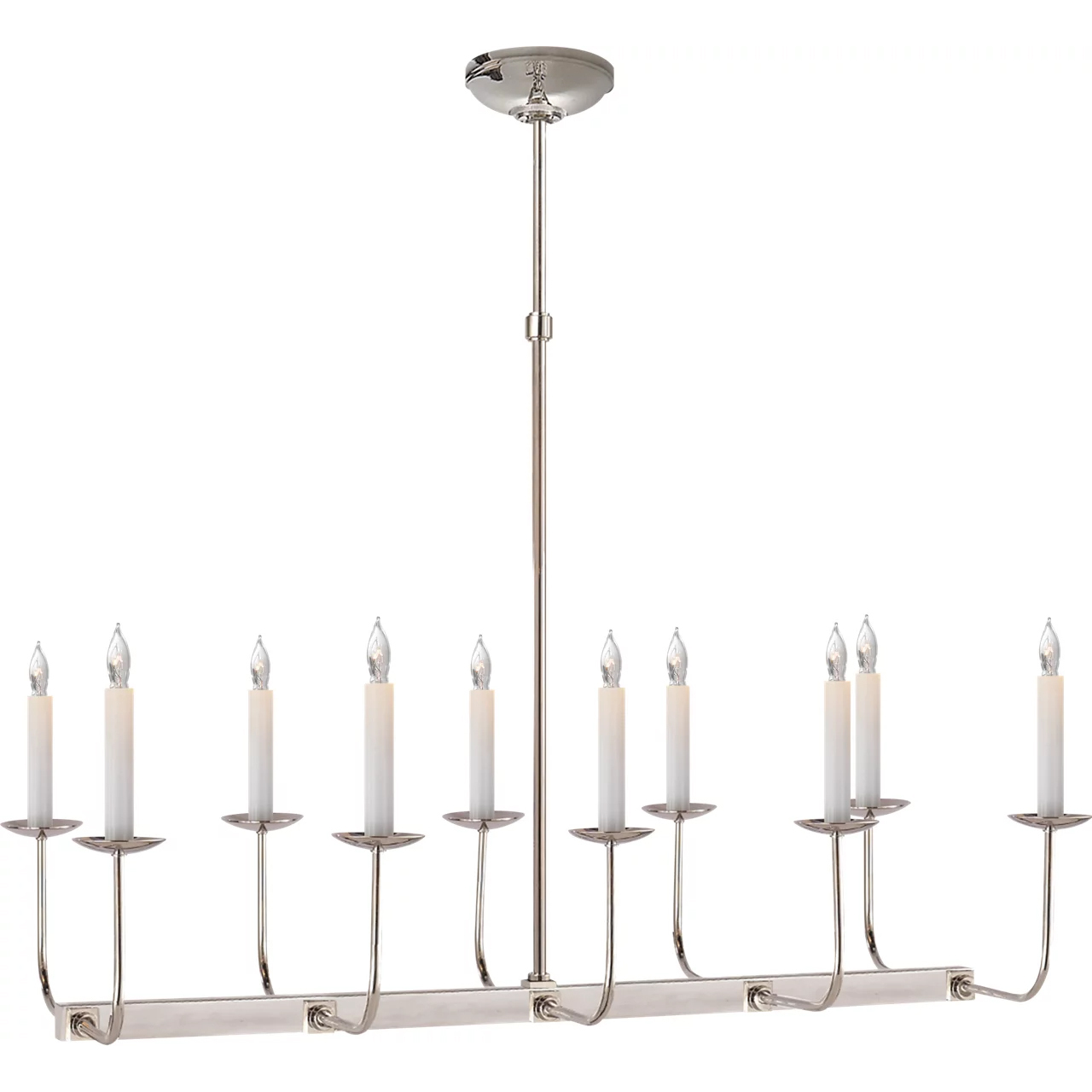 Chapman & Myers Linear Branched 10 Light 35 inch Polished Nickel Linear Chandelier Ceiling Light in (None)