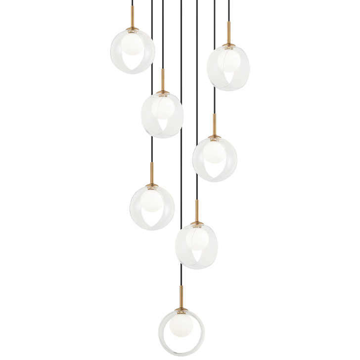Delcia LED 20.13 inch Aged Gold Brass Pendant Ceiling Light in Aged Gold Brass and Clear