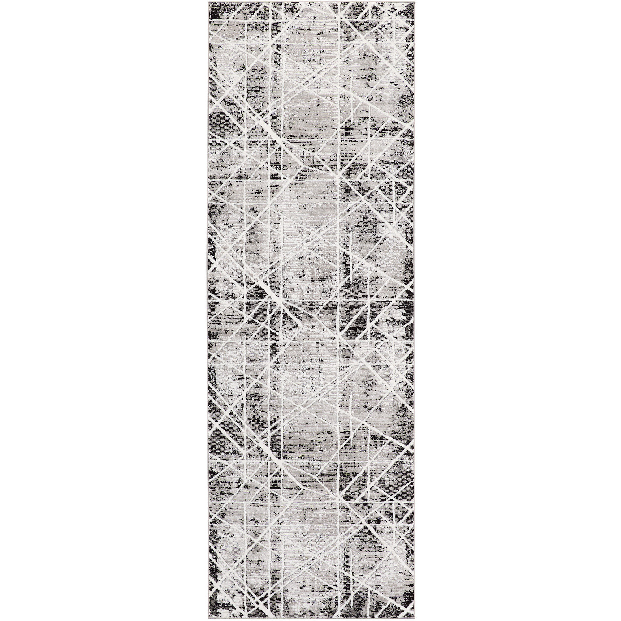 Sesia 94 X 32 inch Black/White Rug in 2 x 8