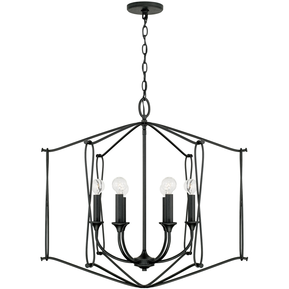 Bentley 6 Light 28 inch Black Iron Foyer Light Ceiling Light
