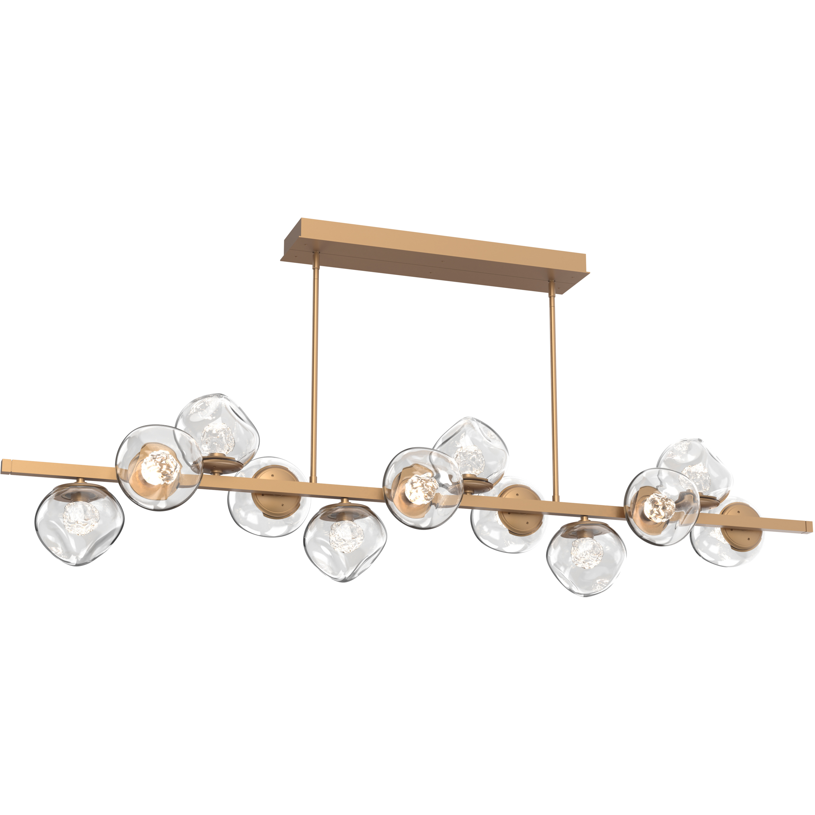 Luna LED 72 inch Novel Brass Chandelier Ceiling Light in 2700K LED, Floret Inner - Clear Outer, Twisted Branch