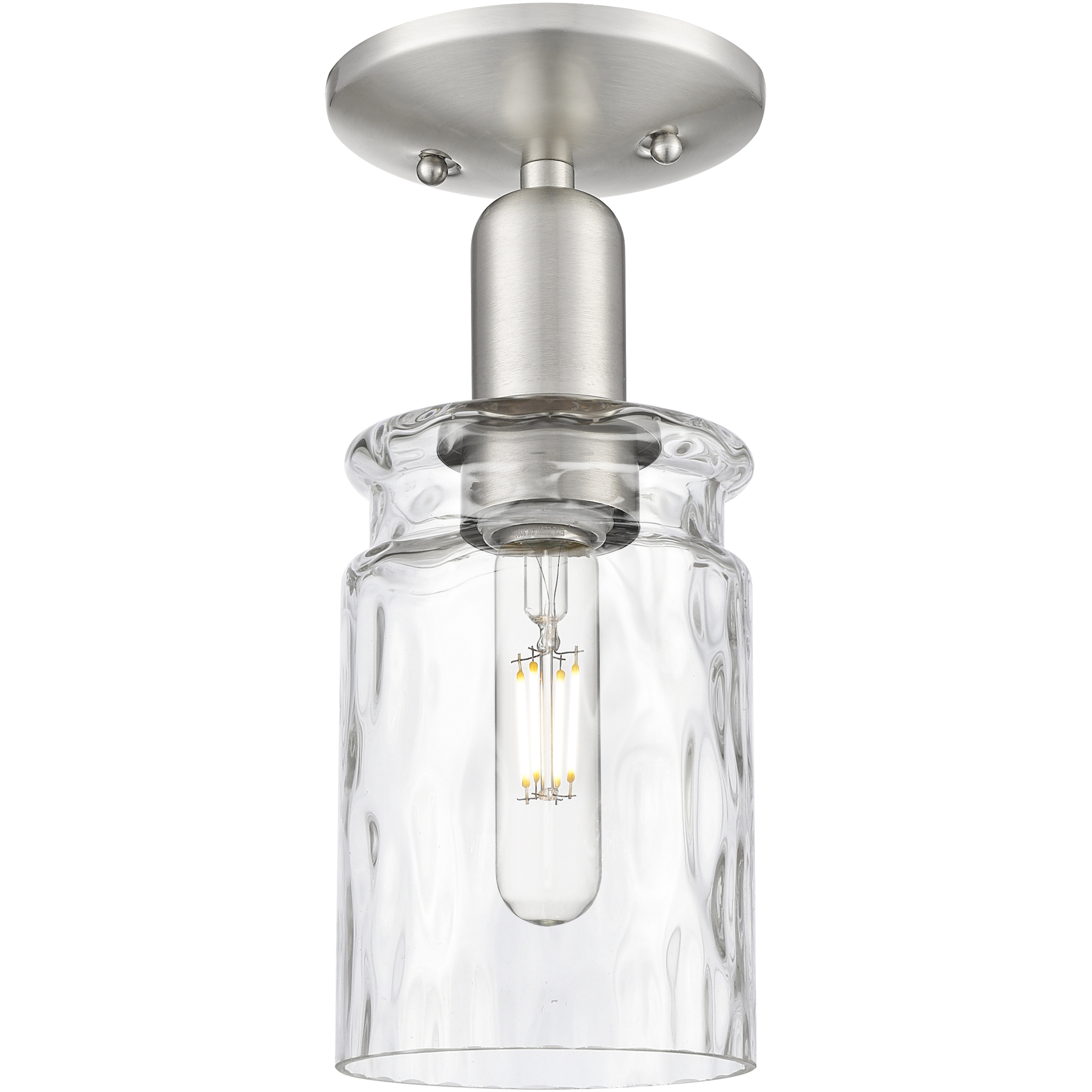 Arcadia Candor 1 Light 4.88 inch Brushed Satin Nickel Semi-Flush Mount Ceiling Light