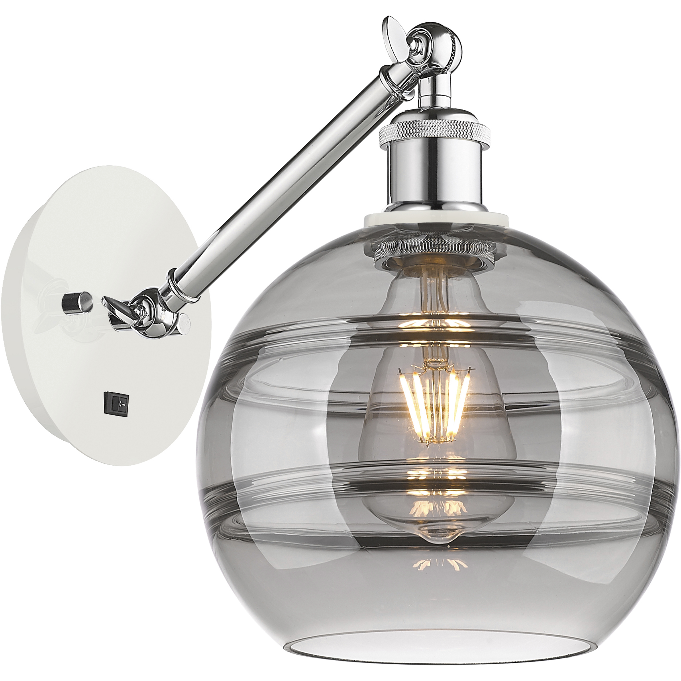 Ballston Rochester 1 Light 8 inch White Polished Chrome Sconce Wall Light