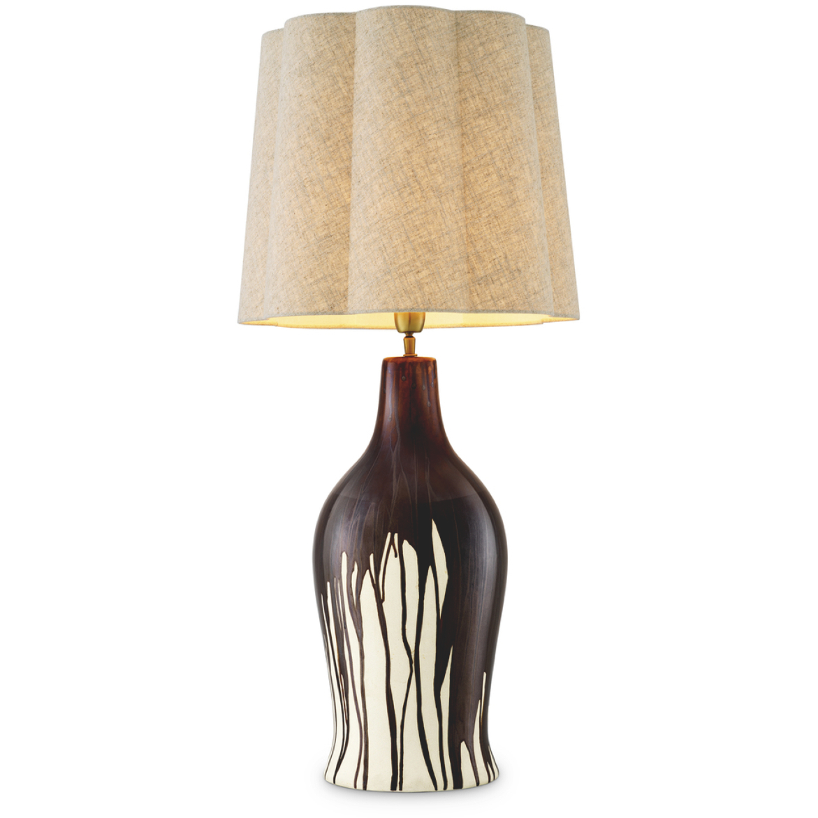 Beatriz 38.19 inch 100 watt Brown Drip-Effect and Vintage Brass Table Lamp Portable Light in Brown Drip-Effect with Vintage Brass