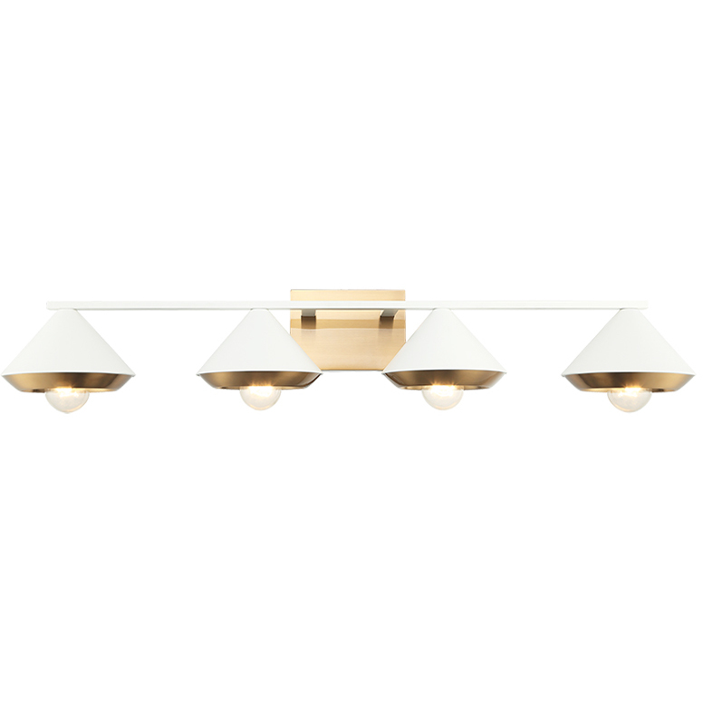 Velax 4 Light 34.88 inch White Wall Sconce Wall Light in White and Aged Gold Brass