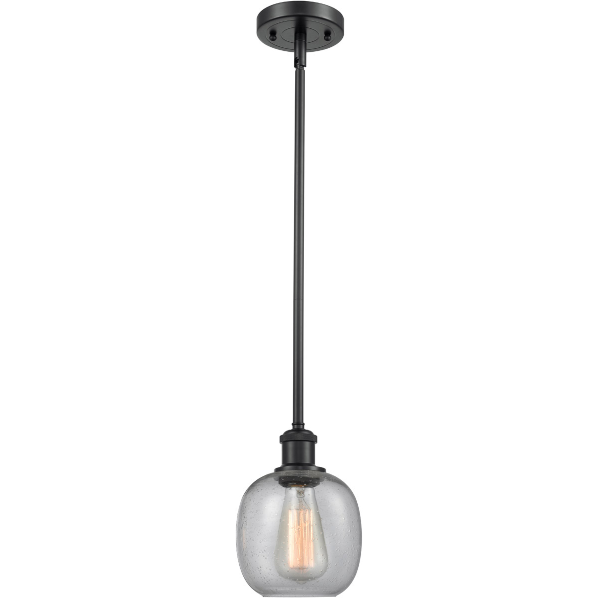 Ballston Belfast 1 Light 6 inch Matte Black Pendant Ceiling Light in Seedy Glass, Ballston