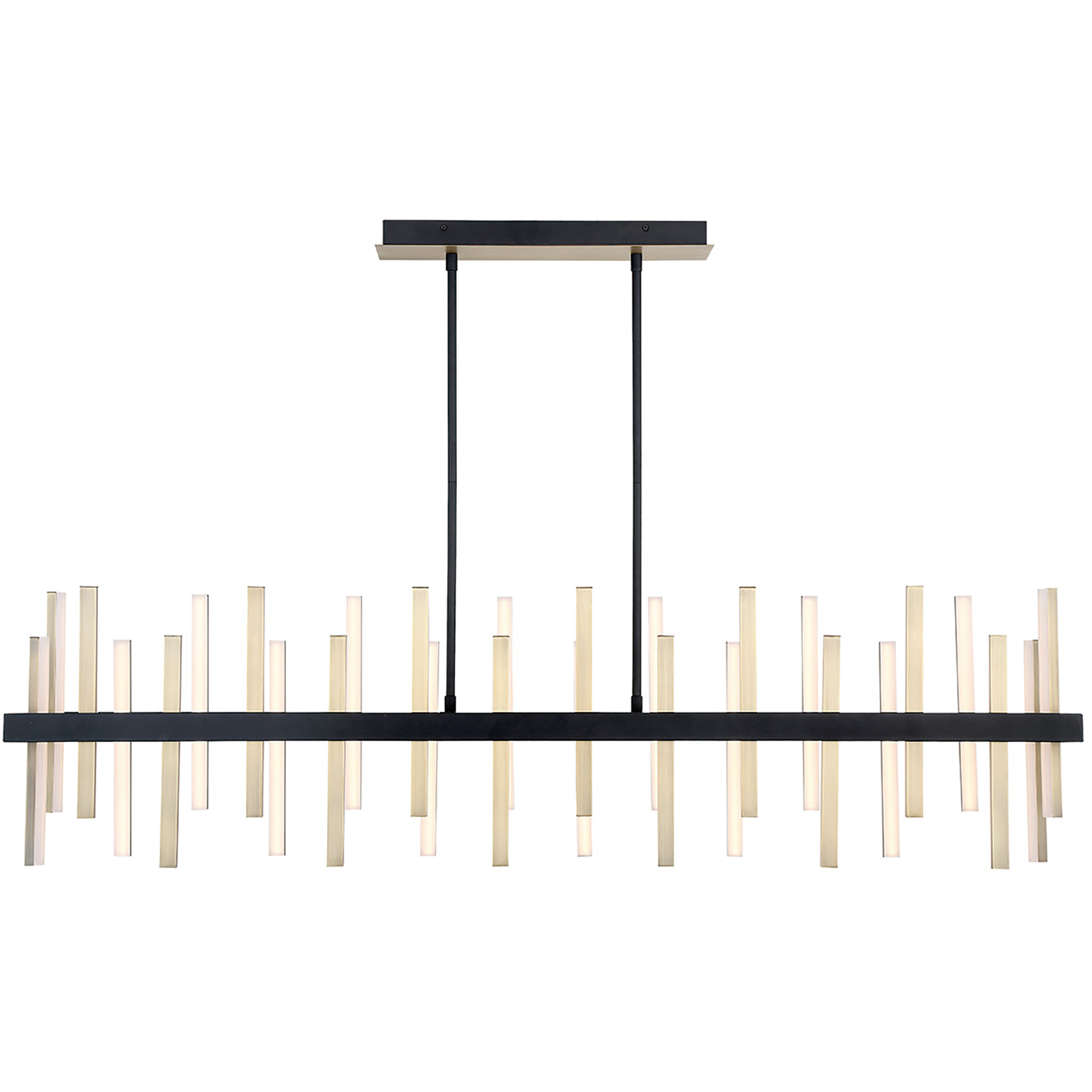 Harmonix LED 56 inch Black and Aged Brass Linear Chandelier Ceiling Light in 56in.