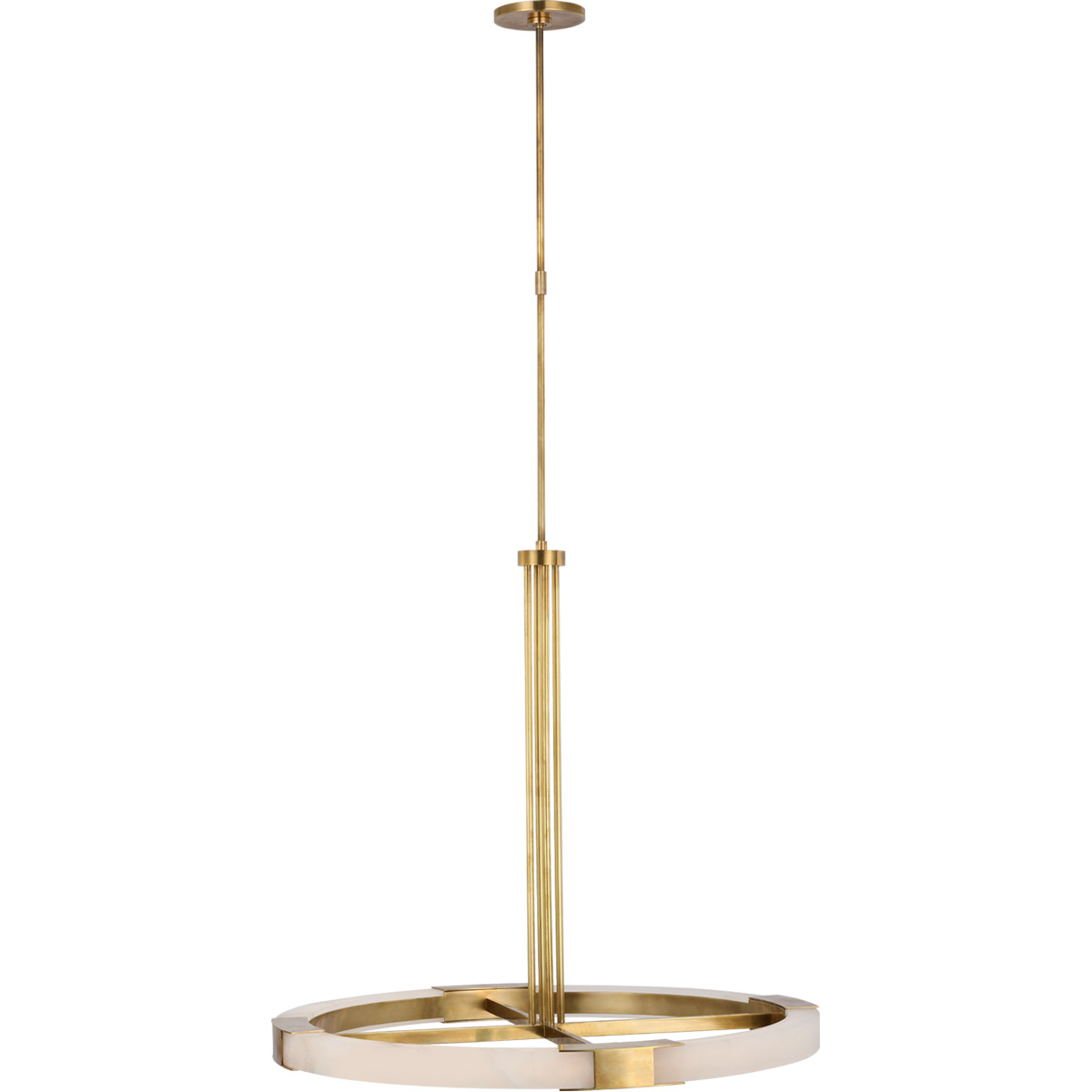 Kelly Wearstler Covet LED 36 inch Antique-Burnished Brass and Alabaster Ring Chandelier Ceiling Light, Large