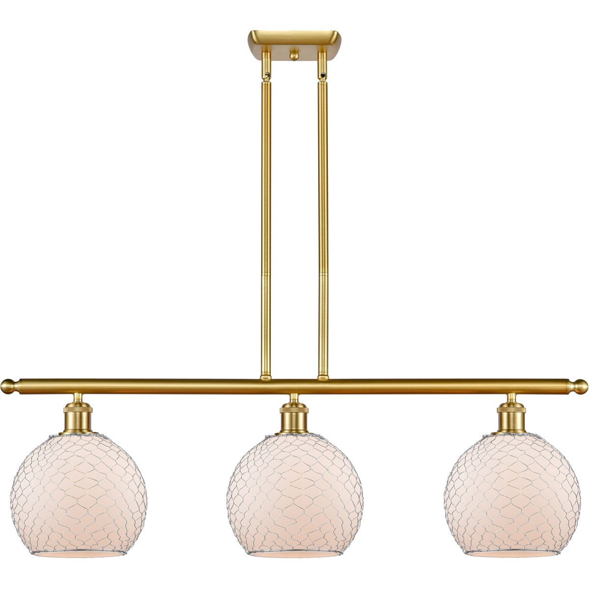 Ballston Farmhouse Chicken Wire LED 36 inch Satin Gold Island Light Ceiling Light, Ballston