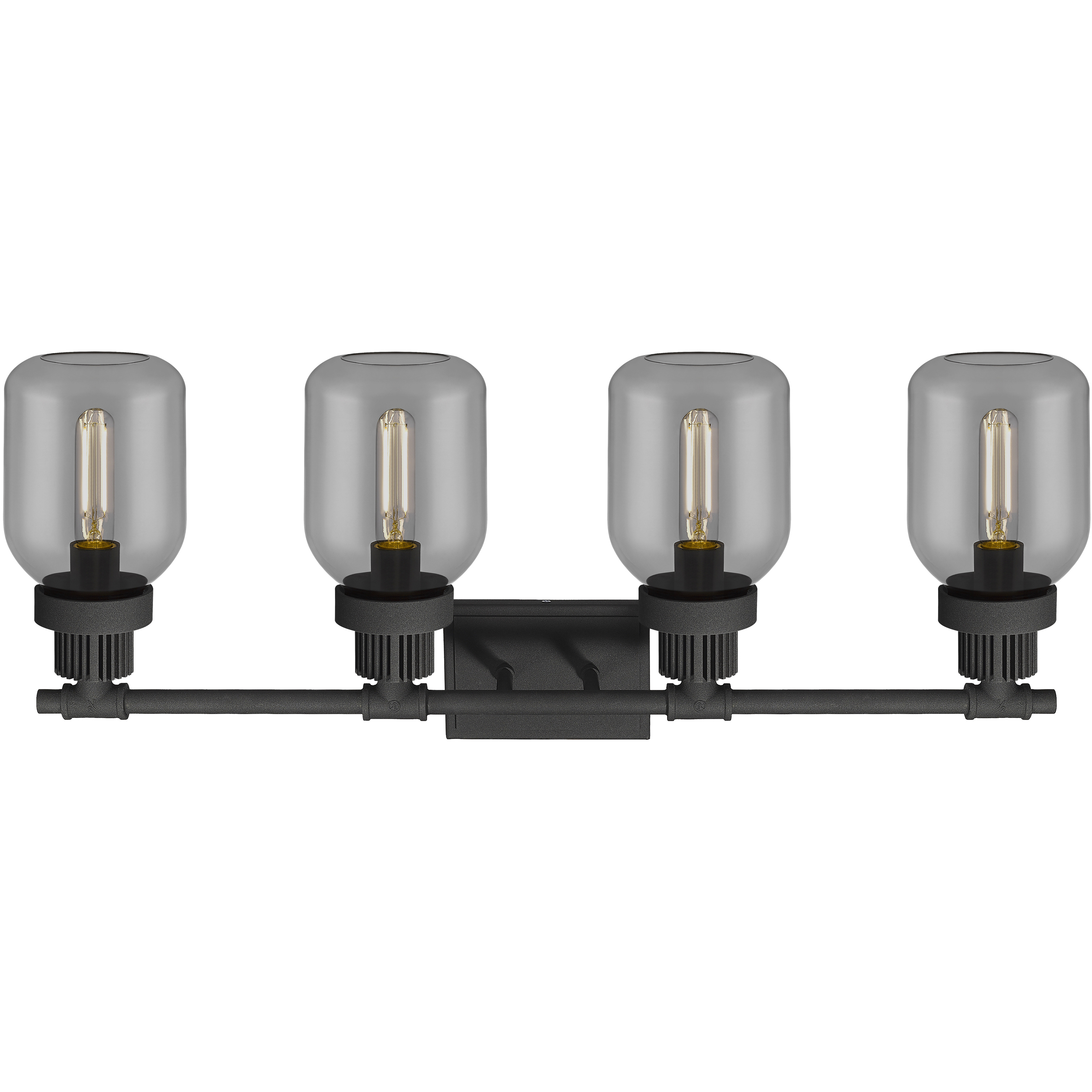 Somers 4 Light 33.25 inch Textured Black Bath Vanity Light Wall Light in Plated Smoke Glass
