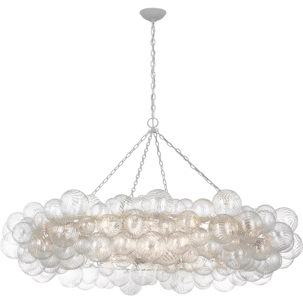 Julie Neill Talia LED 63 inch Plaster White and Clear Swirled Glass Ring Chandelier Ceiling Light