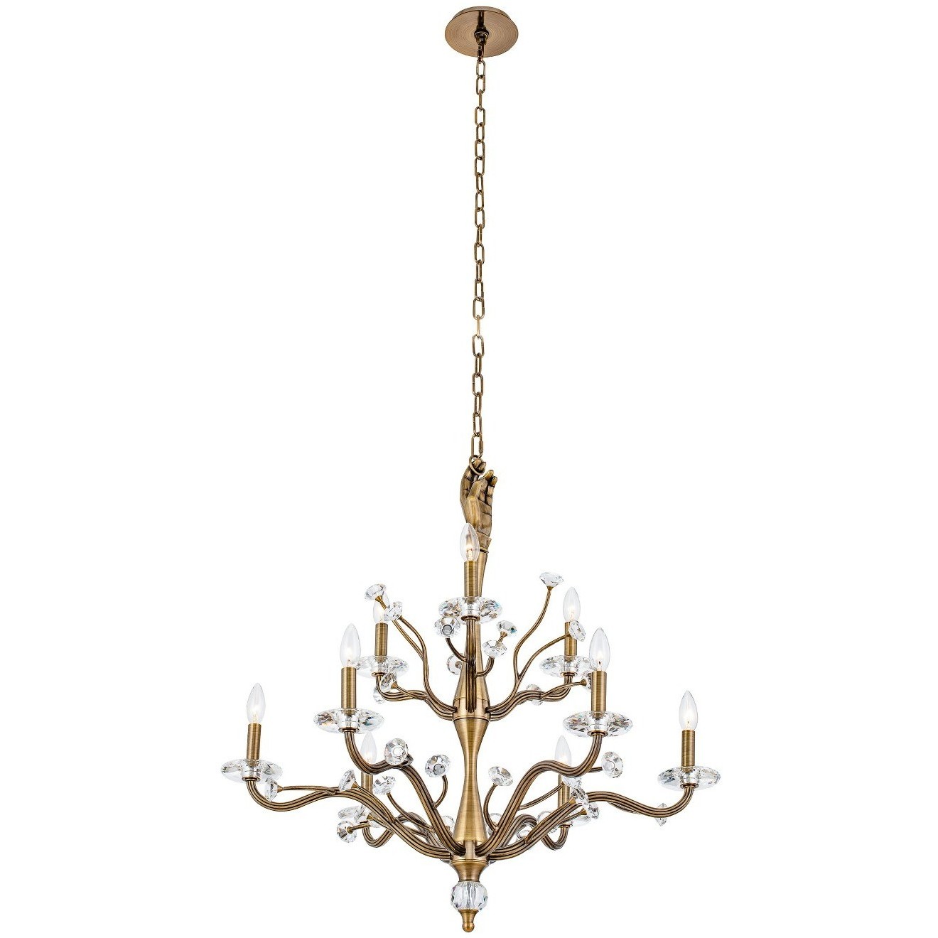 Venus 9 Light 32 inch Historic Brass Chandelier Ceiling Light
