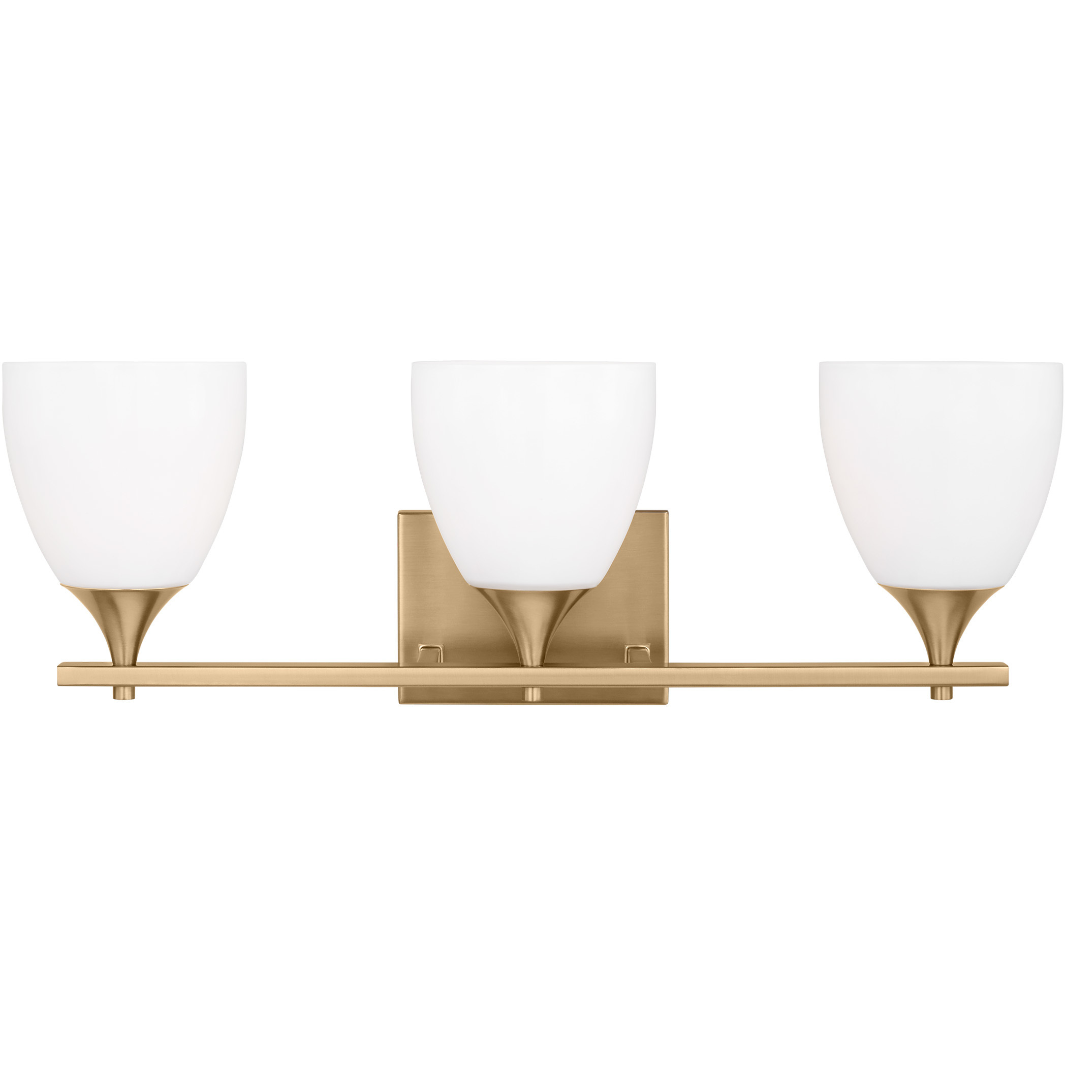 Drew & Jonathan Toffino 3 Light 26 inch Satin Brass Wall Bath Fixture Wall Light in Milk Glass