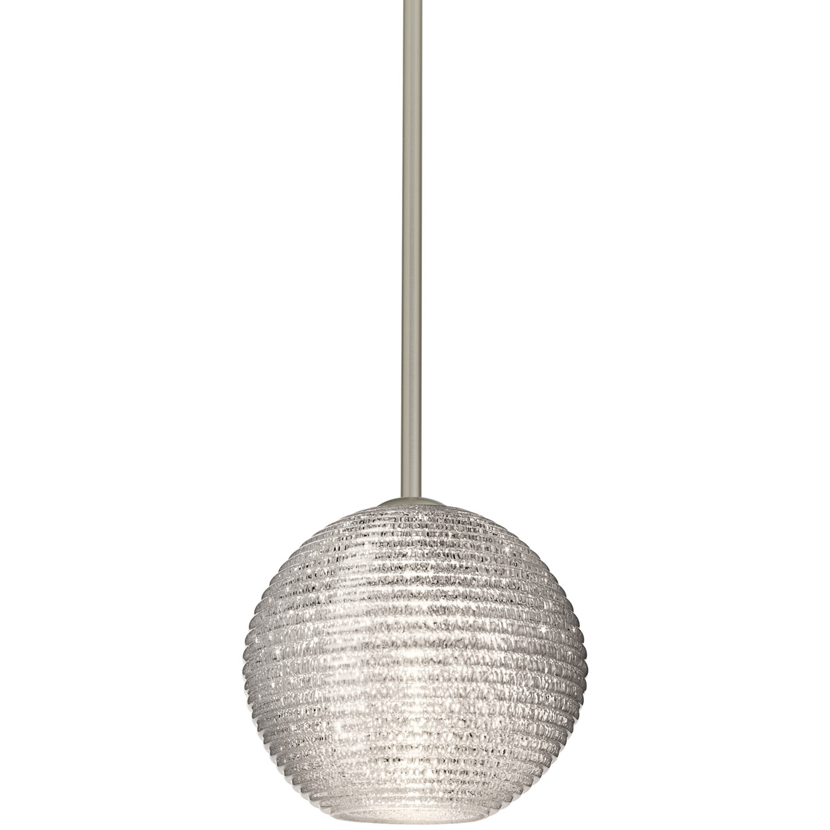 Kristall 8 1 Light Satin Nickel Stem Pendant Ceiling Light in Incandescent, Glitter Glass