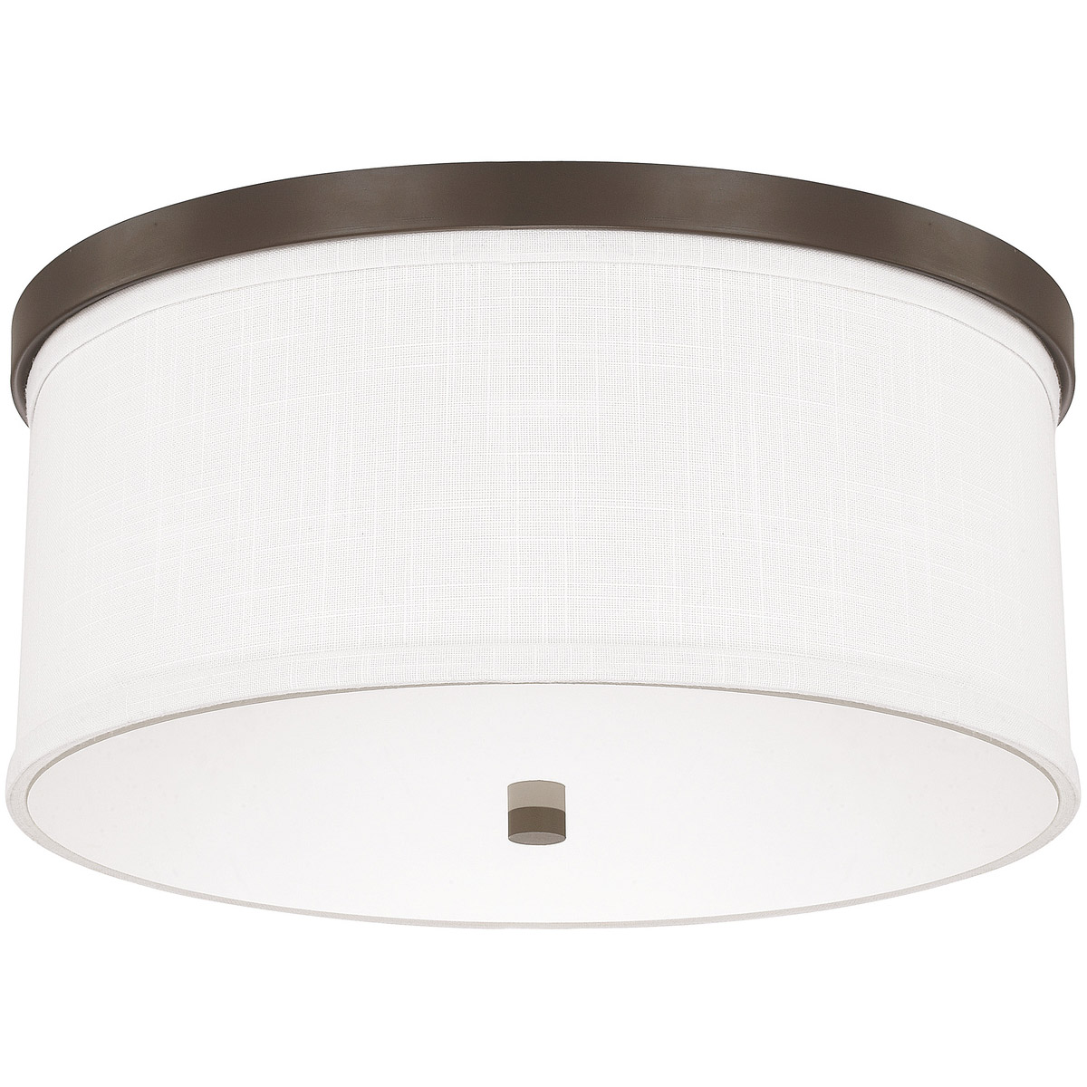 Midtown 3 Light 16 inch Burnished Bronze Flush Mount Ceiling Light in White Fabric Shade