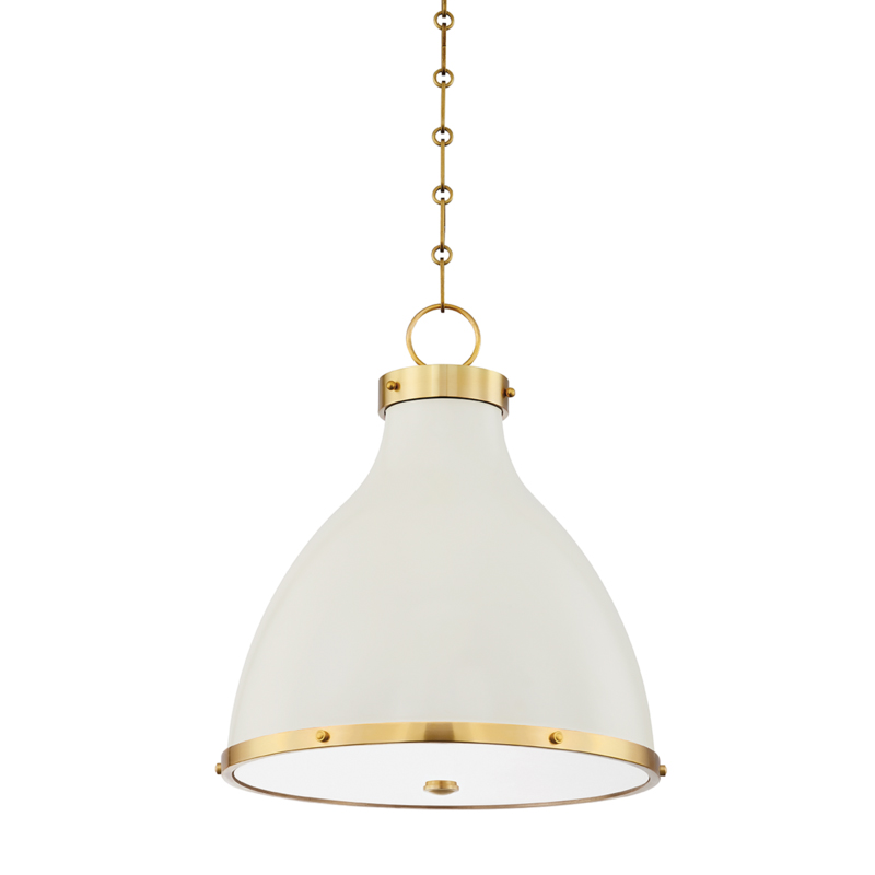 Painted No. 3 2 Light 16.5 inch Aged Brass/Off White Pendant Ceiling Light, Small