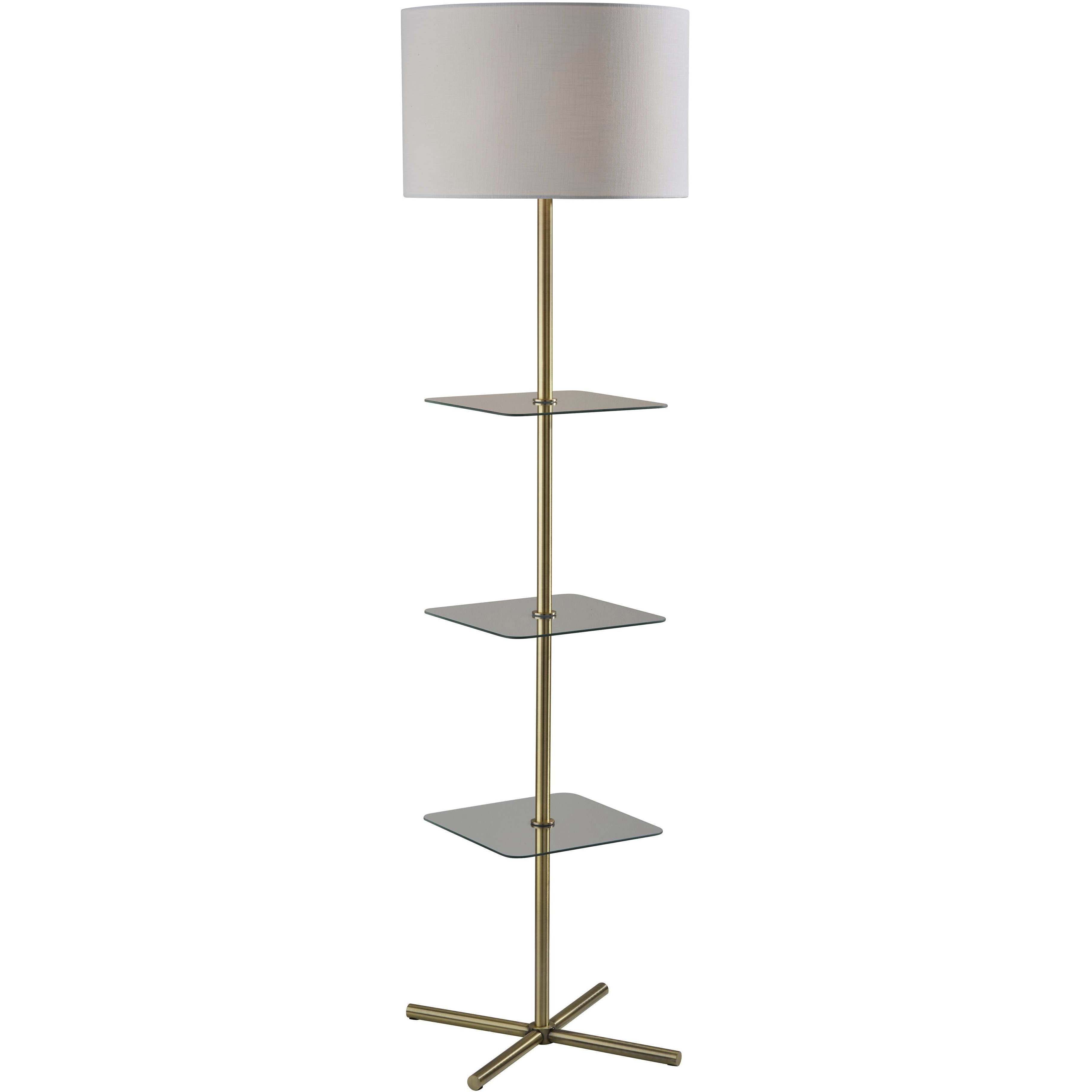 Imogen 67.13 inch 150.00 watt Antique Brass and Clear Glass Shelf Floor Lamp Portable Light