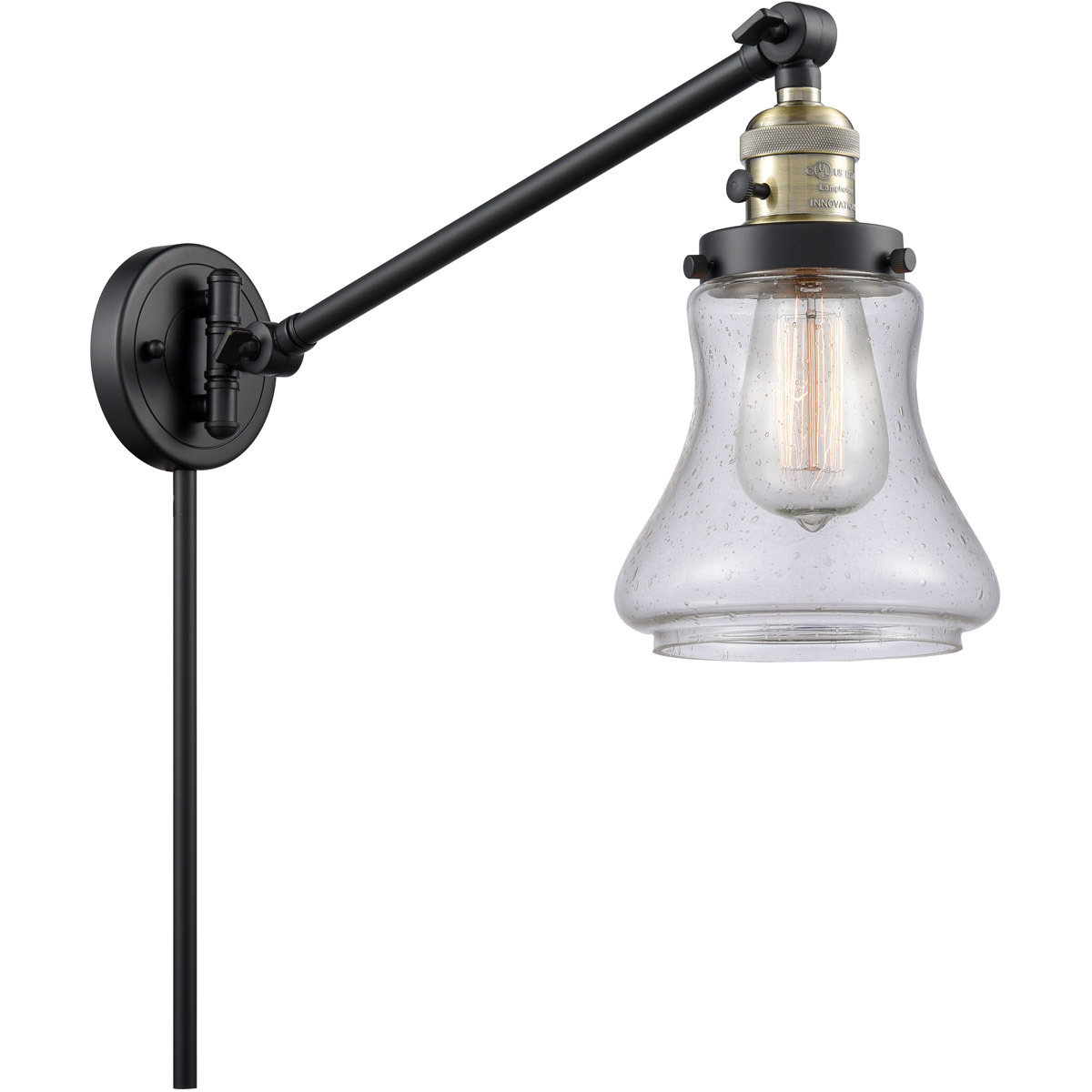 Bellmont 35 inch 3.50 watt Black Antique Brass Swing Arm Wall Light, Franklin Restoration