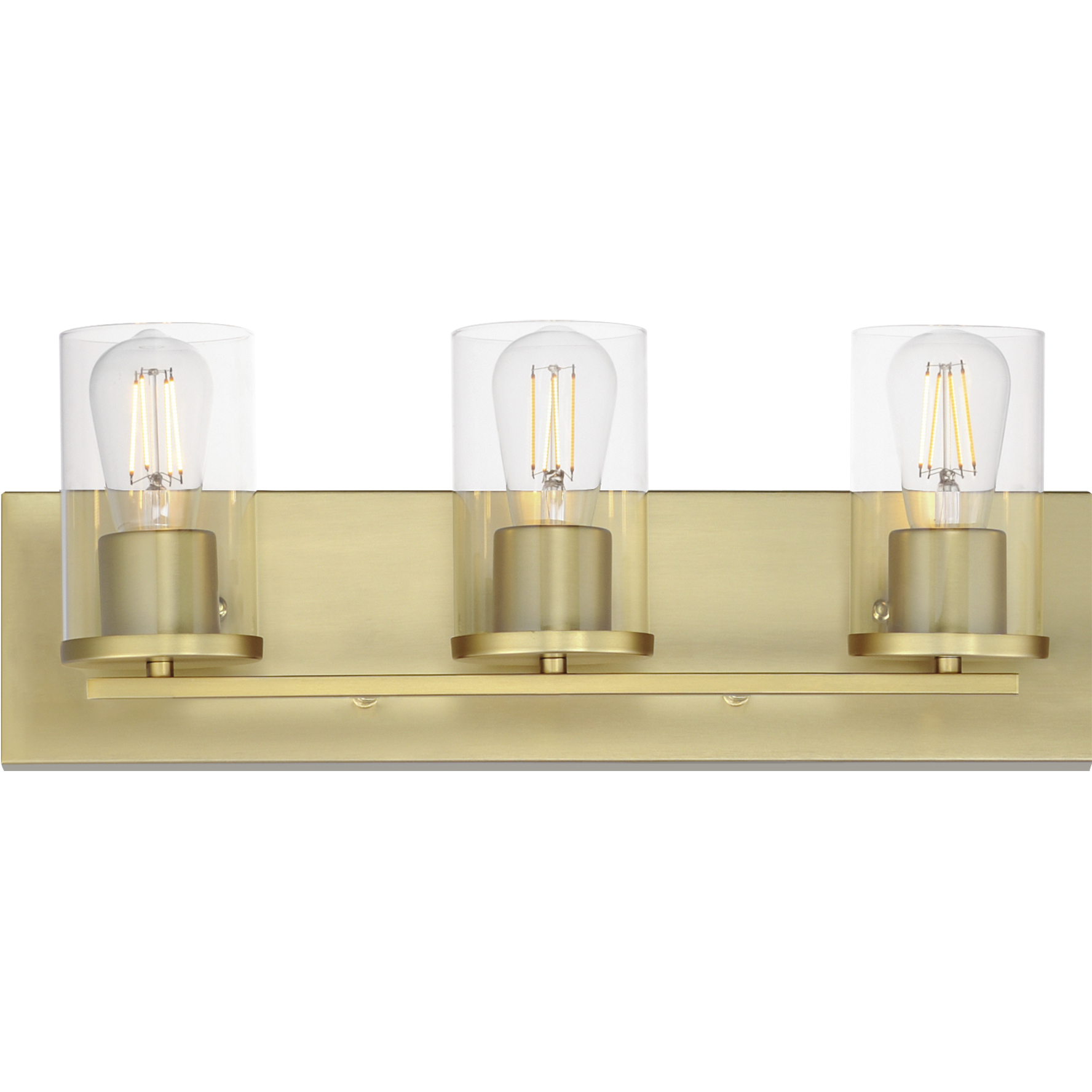 Lateral 3 Light 20 inch Satin Brass Bath Vanity Wall Light in Clear