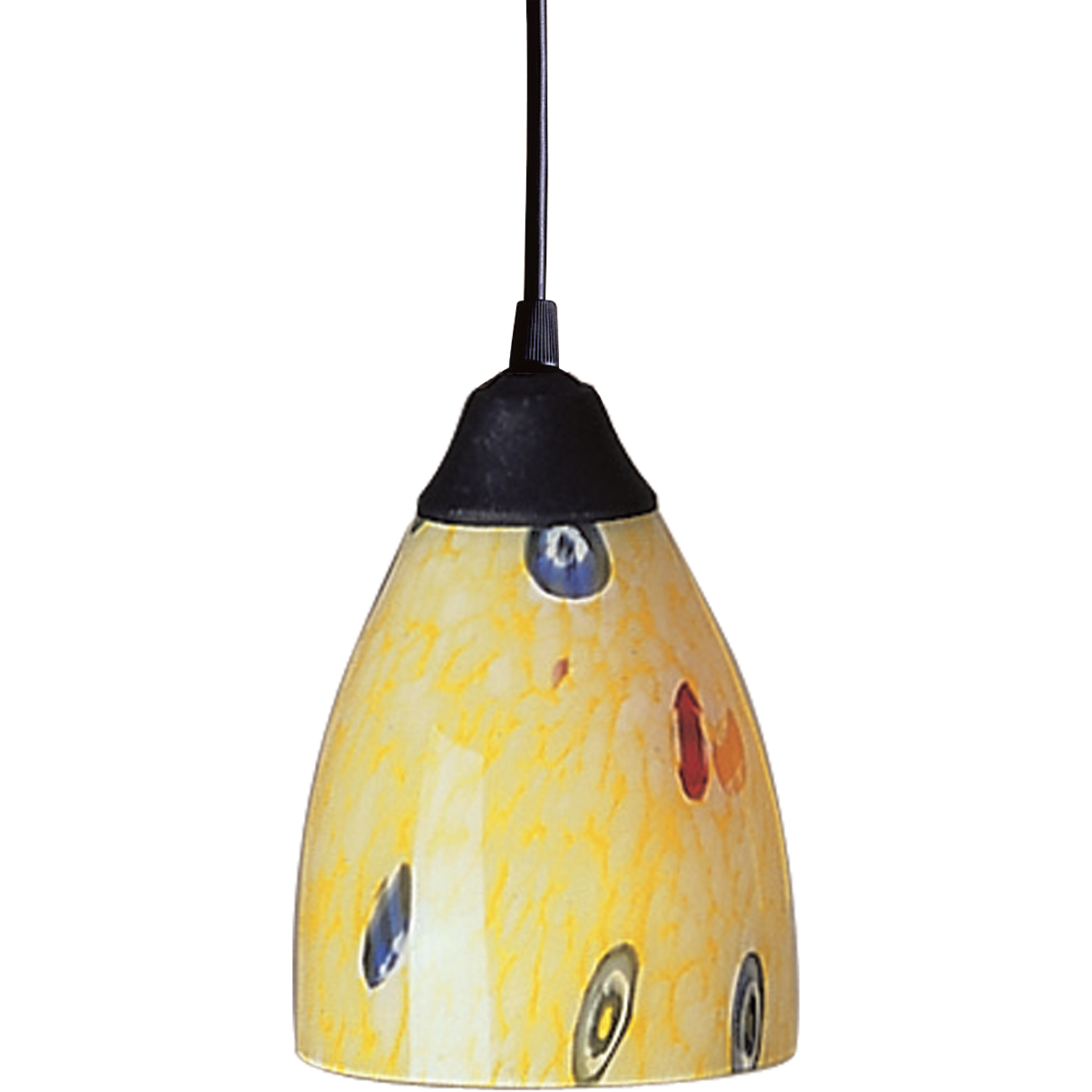 Classico 1 Light 5 inch Dark Rust Mini Pendant Ceiling Light in Yellow Blaze Glass