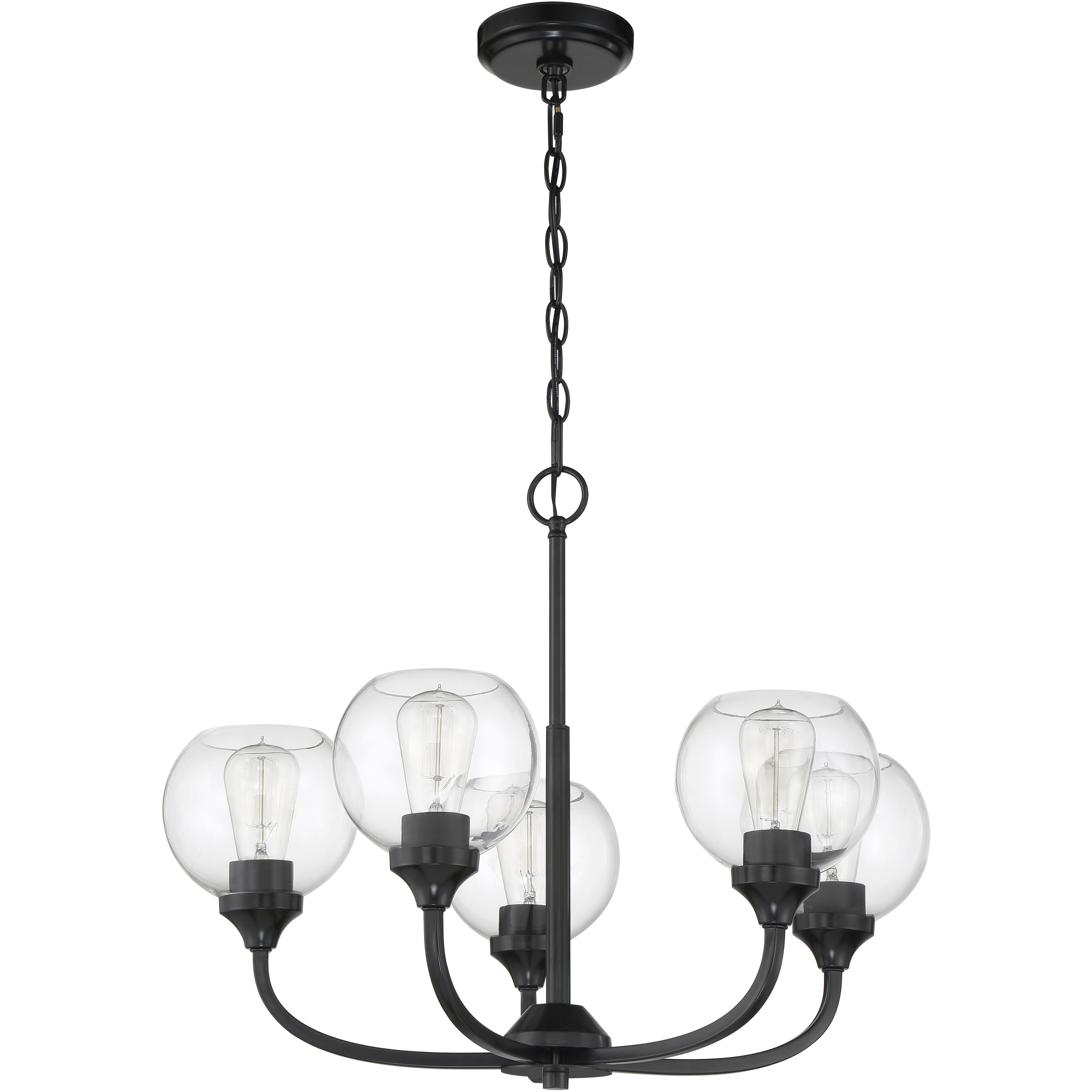 Glenda 5 Light 23.75 inch Flat Black Chandelier Ceiling Light