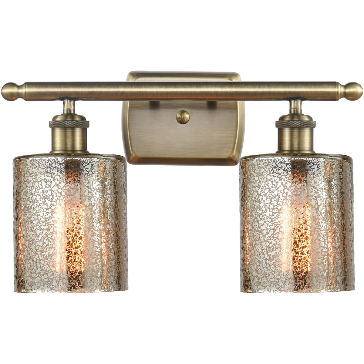 Ballston Cobbleskill 2 Light 16 inch Antique Brass Bath Vanity Light Wall Light in Incandescent, Mercury Glass, Ballston
