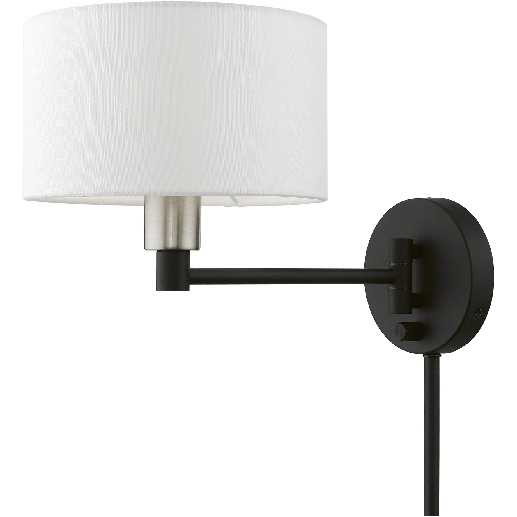 Allison 14.75 inch 60 watt Black with Brushed Nickel Accent Swing Arm Wall Lamp Wall Light