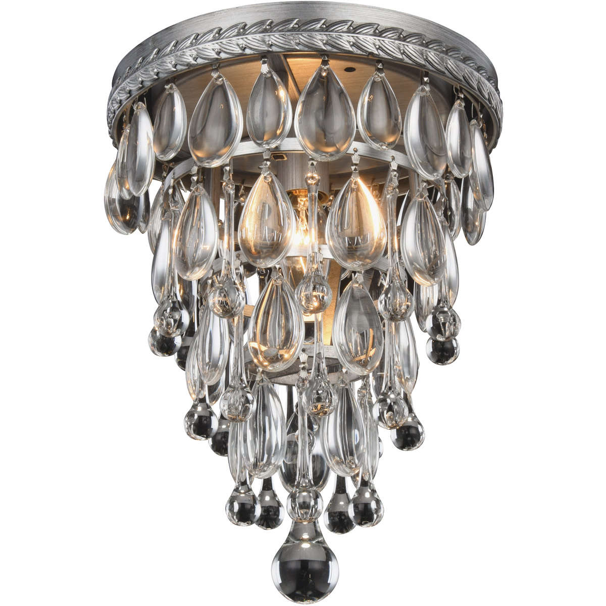 Nordic 1 Light 9 inch Antique Silver Flush Mount Ceiling Light in Antique Sliver, Urban Classic