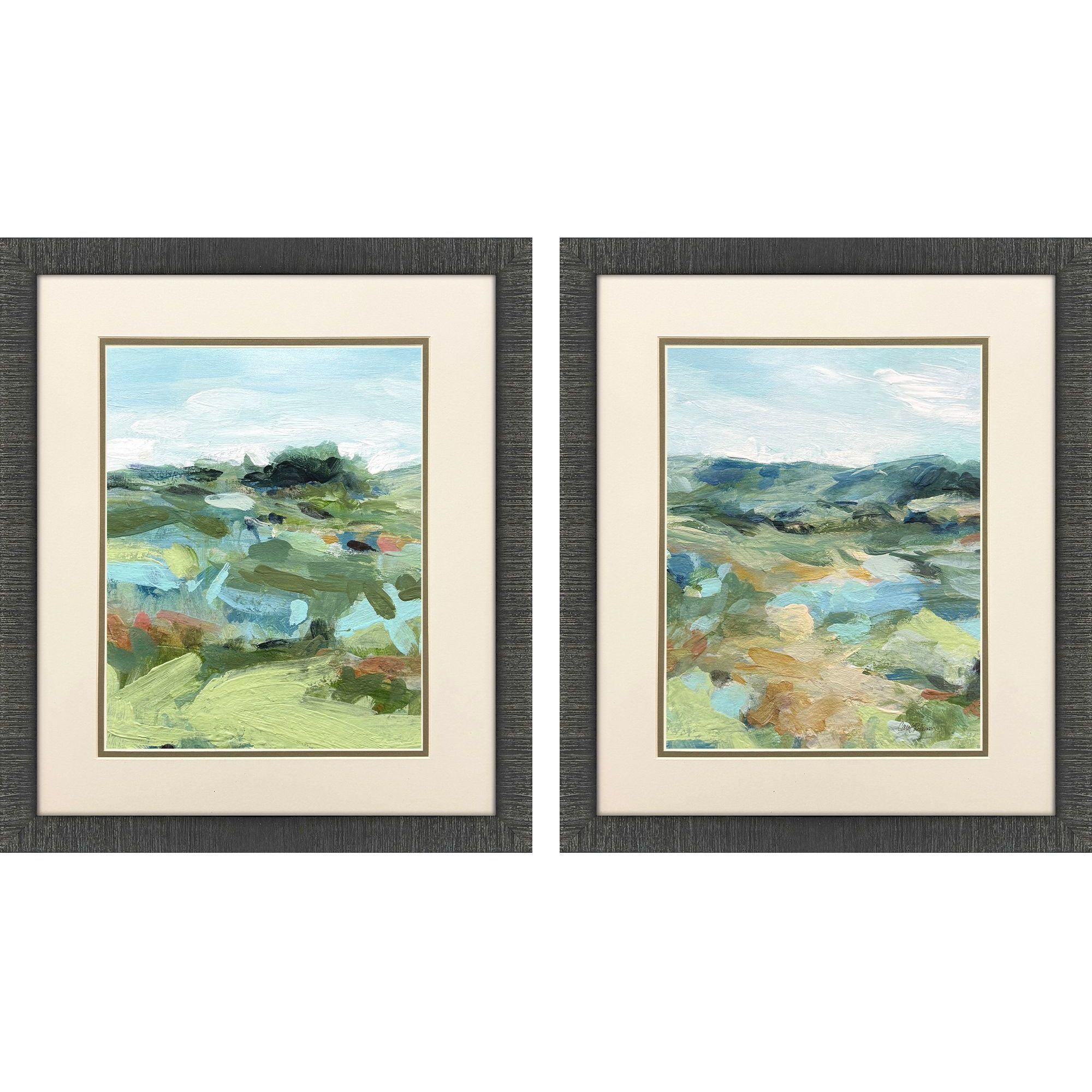 Abstract Landscape Green and Blue Framed Art, Propac