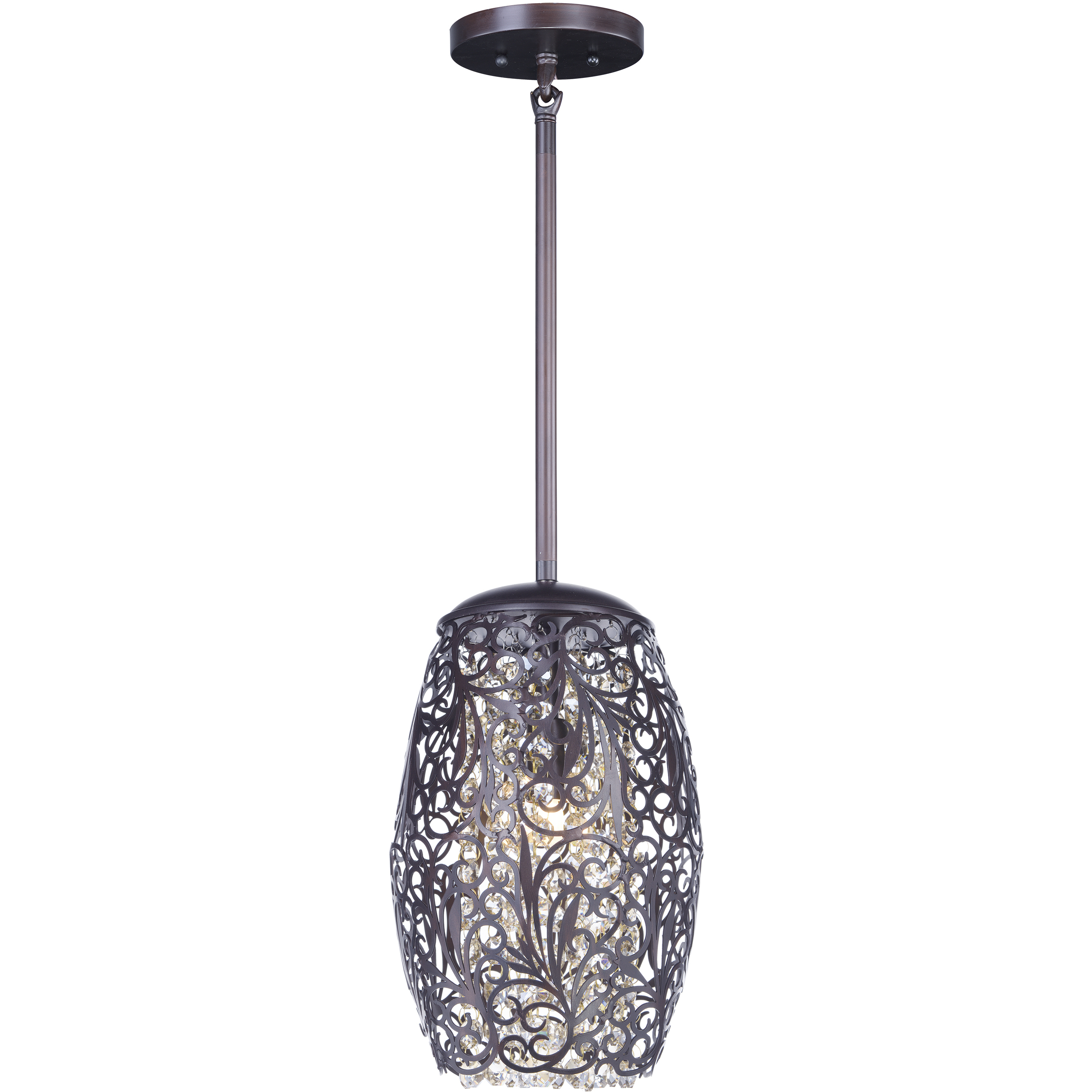 Arabesque LED 6.5 inch Oil Rubbed Bronze Mini Pendant Ceiling Light in Cognac