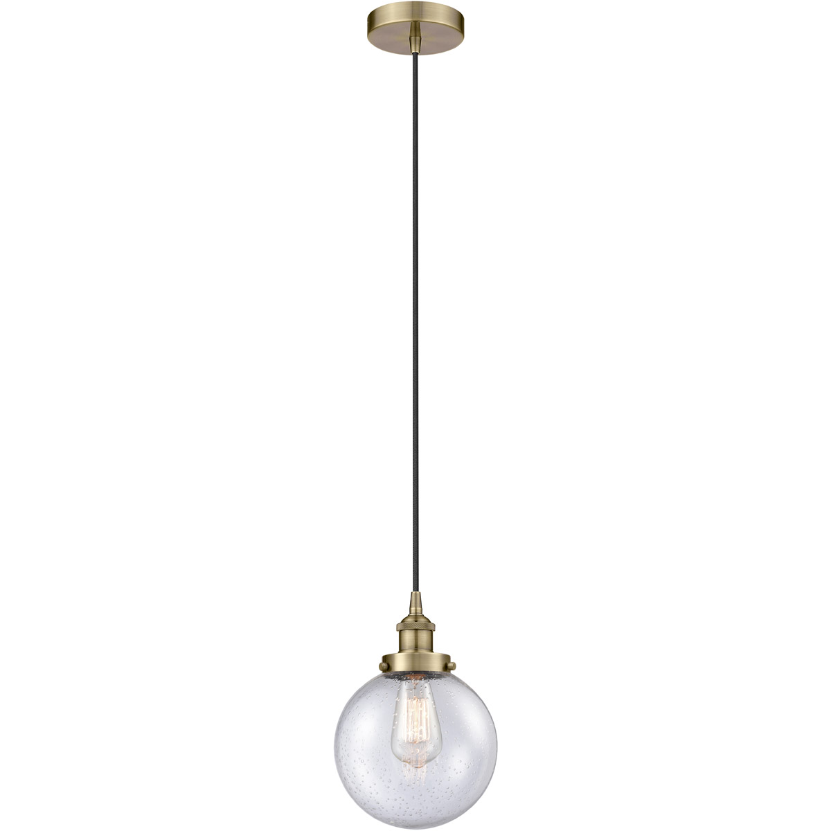 Edison Beacon LED 8 inch Antique Brass Mini Pendant Ceiling Light