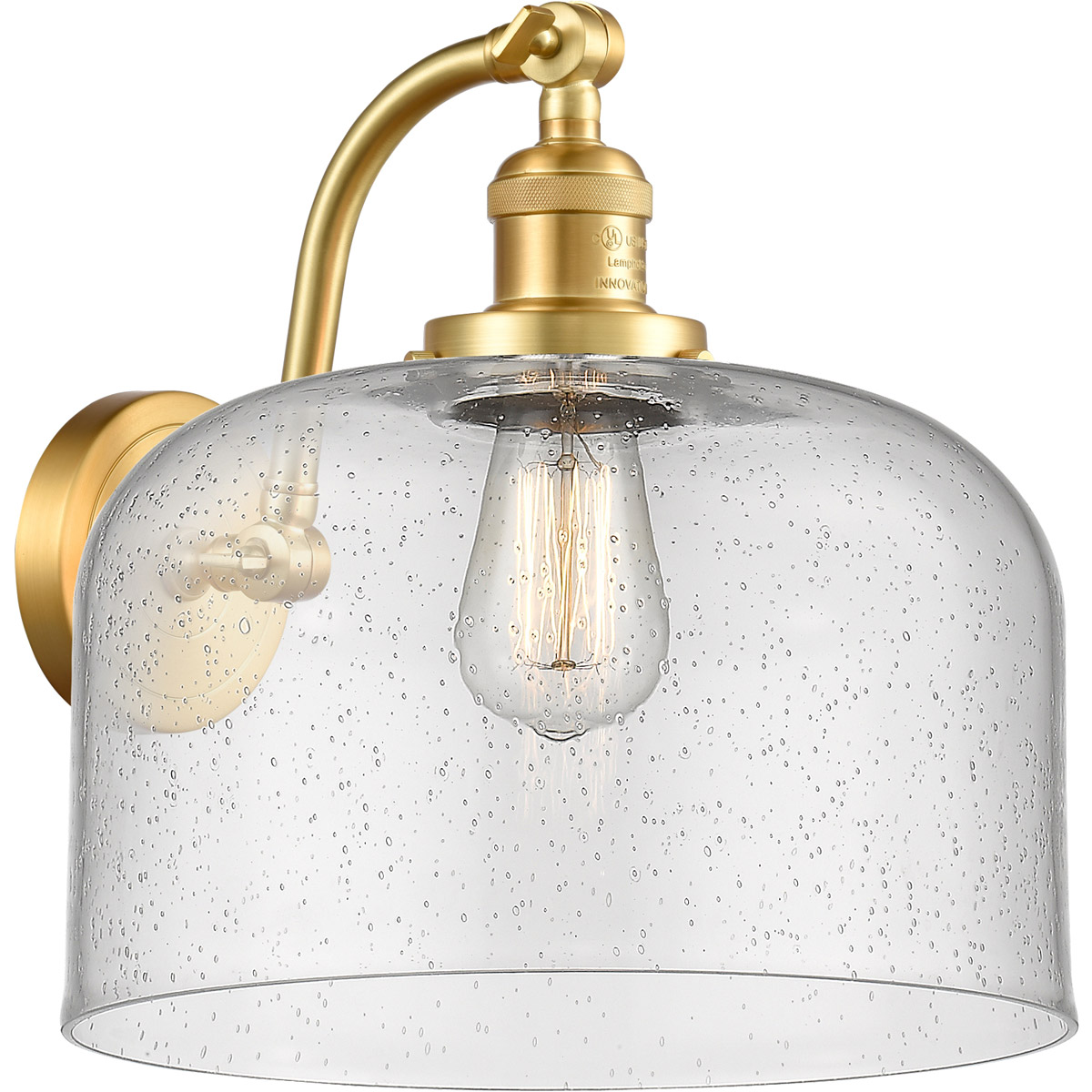 Franklin Restoration X-Large Bell 1 Light 12 inch Satin Gold Sconce Wall Light in Seedy Glass, Franklin Restoration