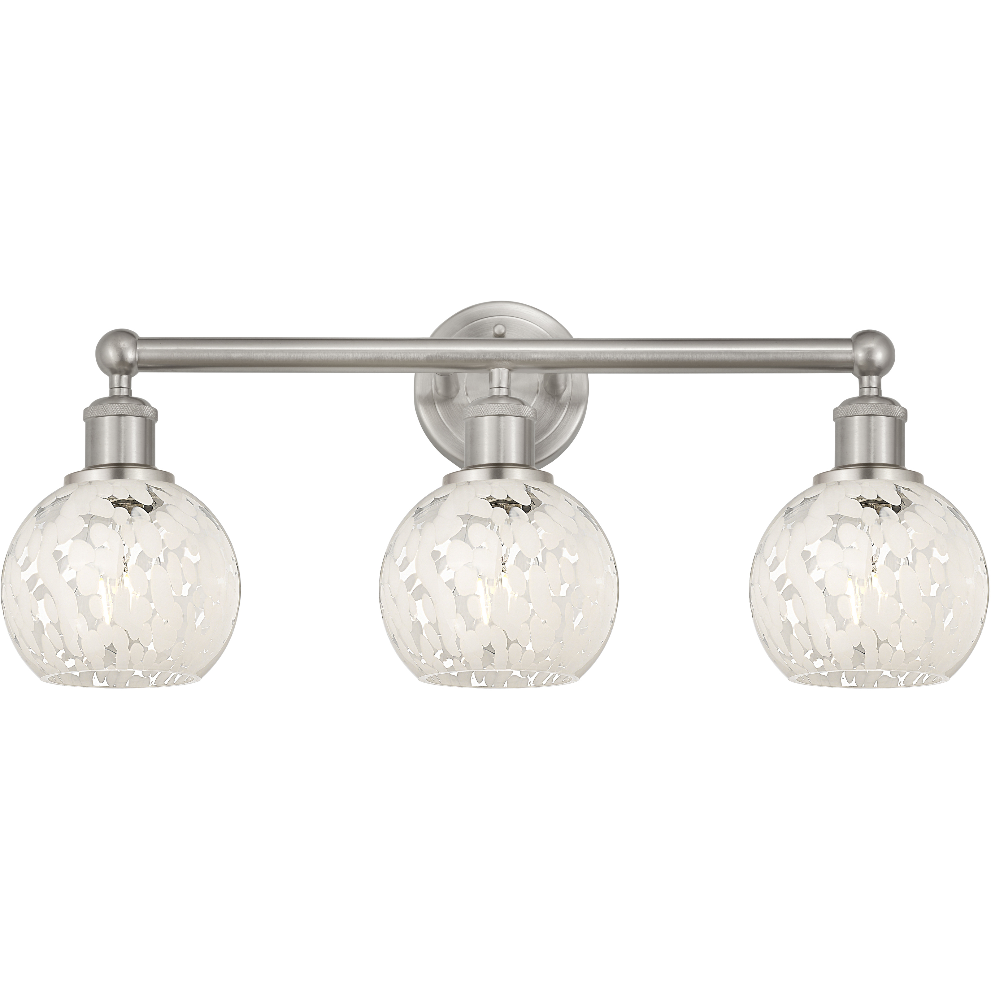 Edison White Mouchette 3 Light 24 inch Brushed Satin Nickel Bath Vanity Light Wall Light