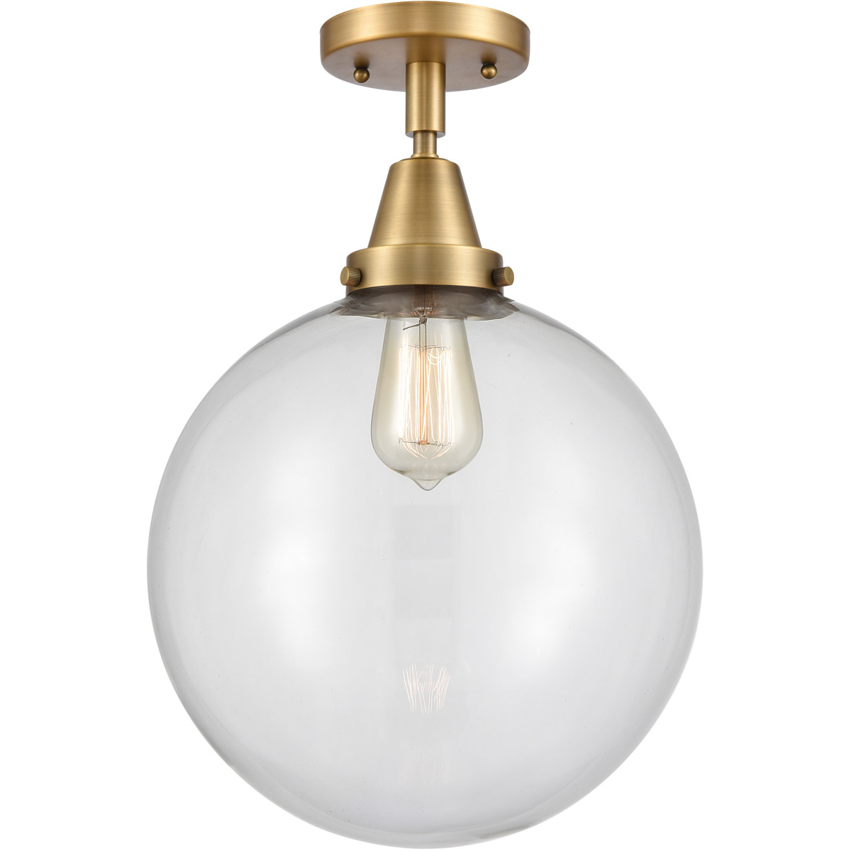 Beacon LED 12 inch Brushed Brass Flush Mount Ceiling Light in Clear Glass