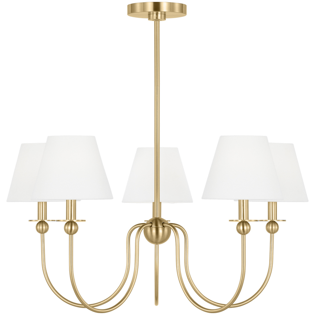 Drew & Jonathan Elsay 5 Light 29.75 inch Satin Brass Chandelier Ceiling Light, Medium
