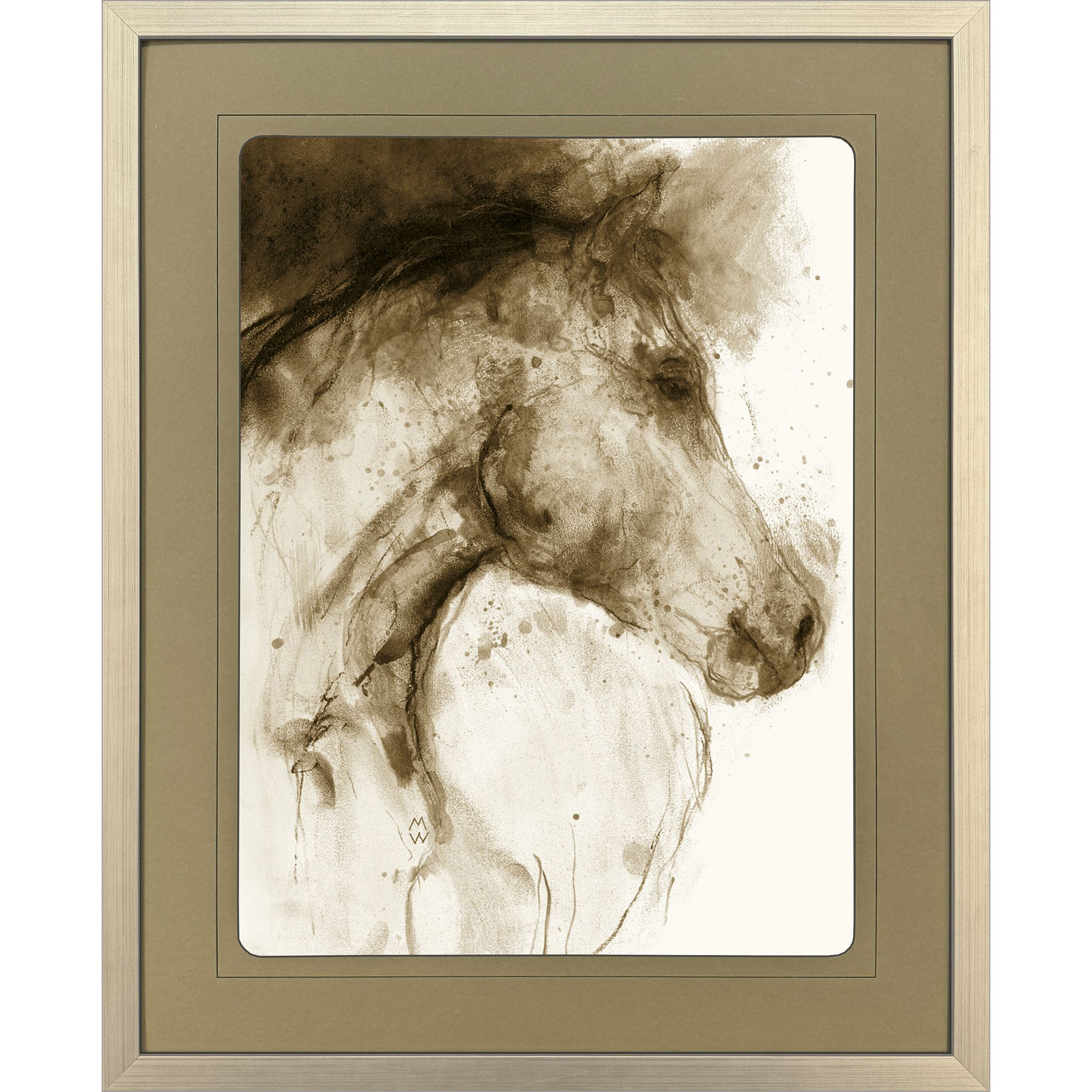 Equine Contemplation Brown and Beige Framed Art