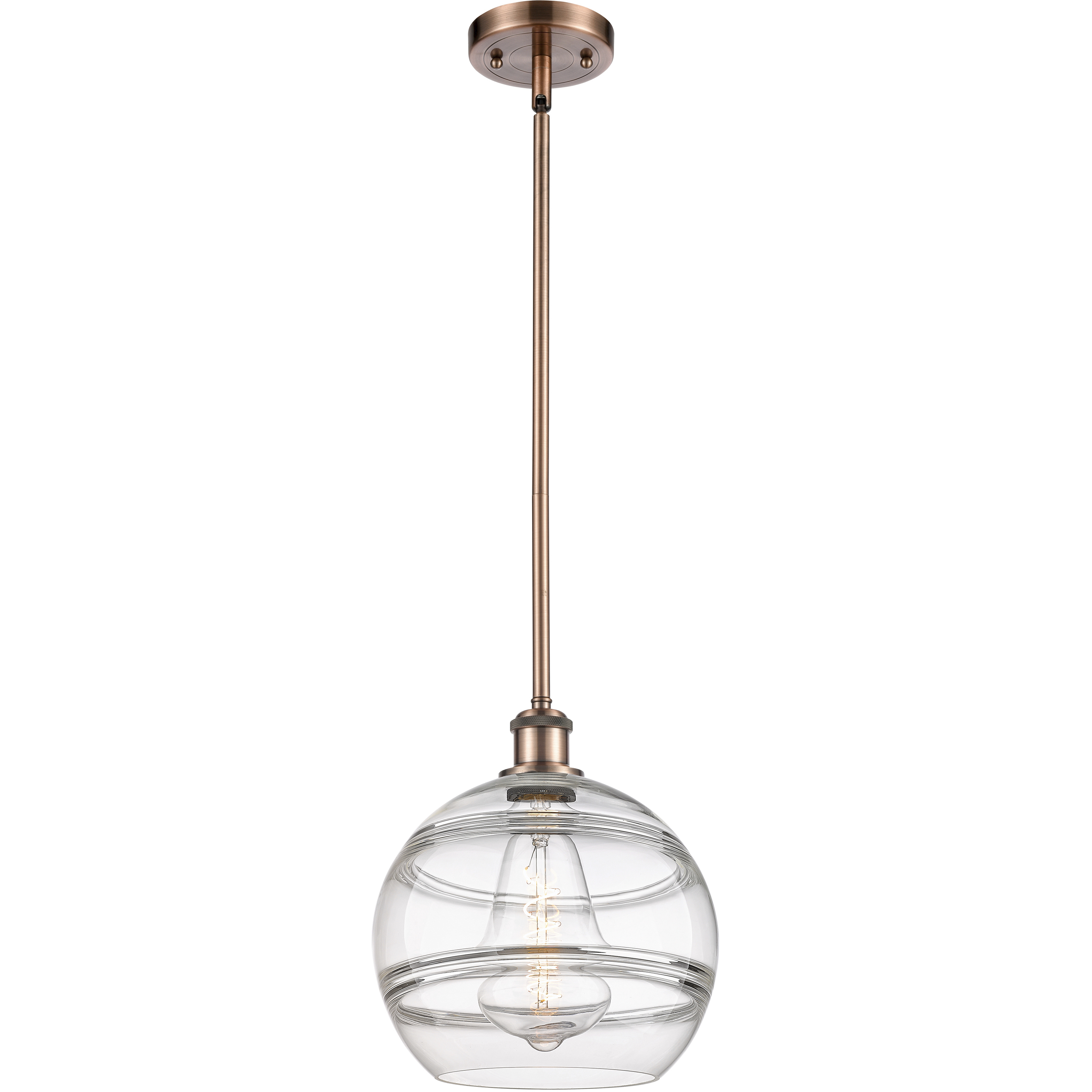 Ballston Rochester 1 Light 10 inch Antique Copper Stem Hung Mini Pendant Ceiling Light