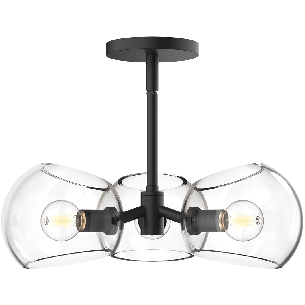 Alora Mood Willow 3 Light 16 inch Matte Black Pendant Ceiling Light in Clear Glass
